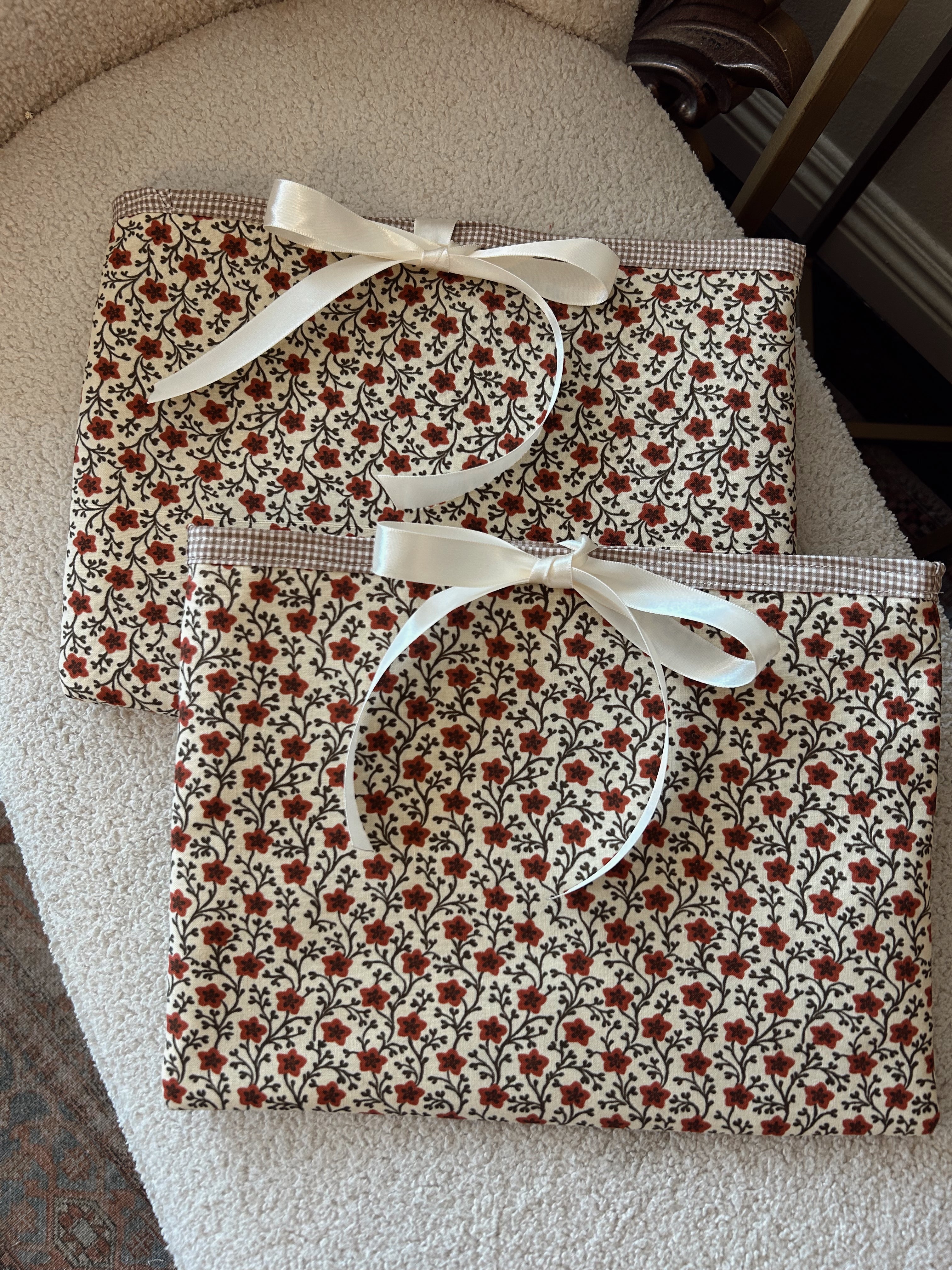 Book Sleeve in Fall Floral/ Gingham