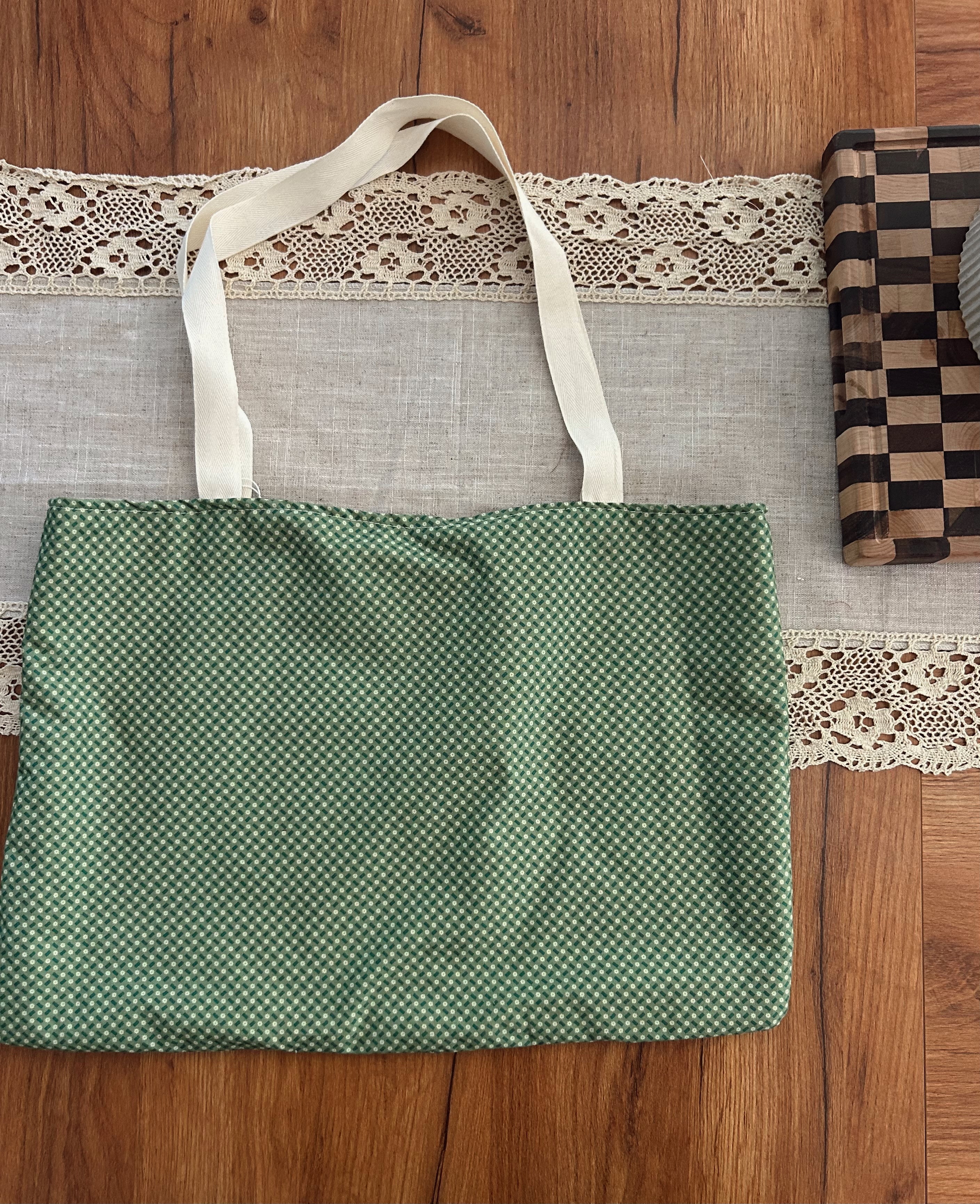 Green floral Tote
