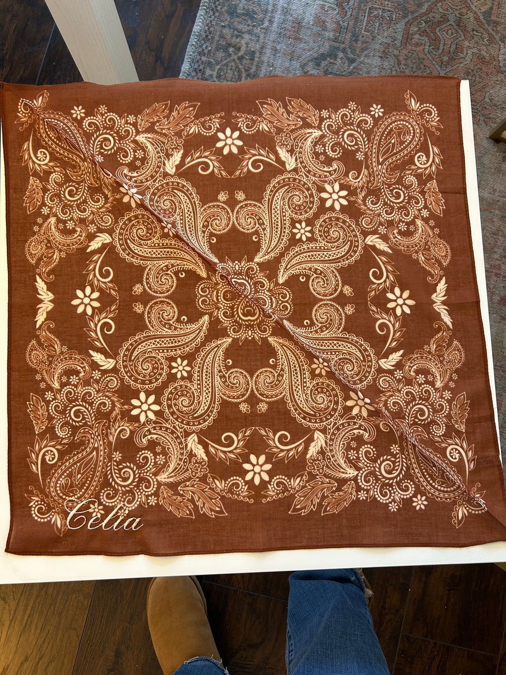 Rust personalized embroidered Bandana
