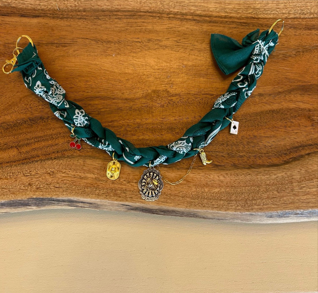 Green Bandana charm necklace