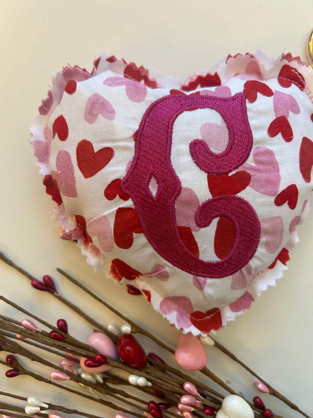 Heart Bag charm- White Red pink hearts