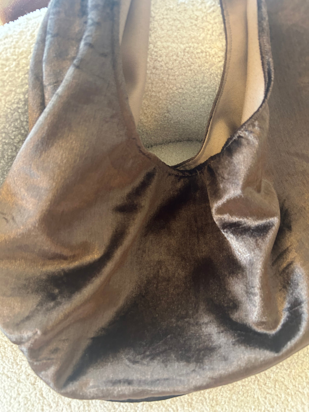 Brown velvet hobo purse small