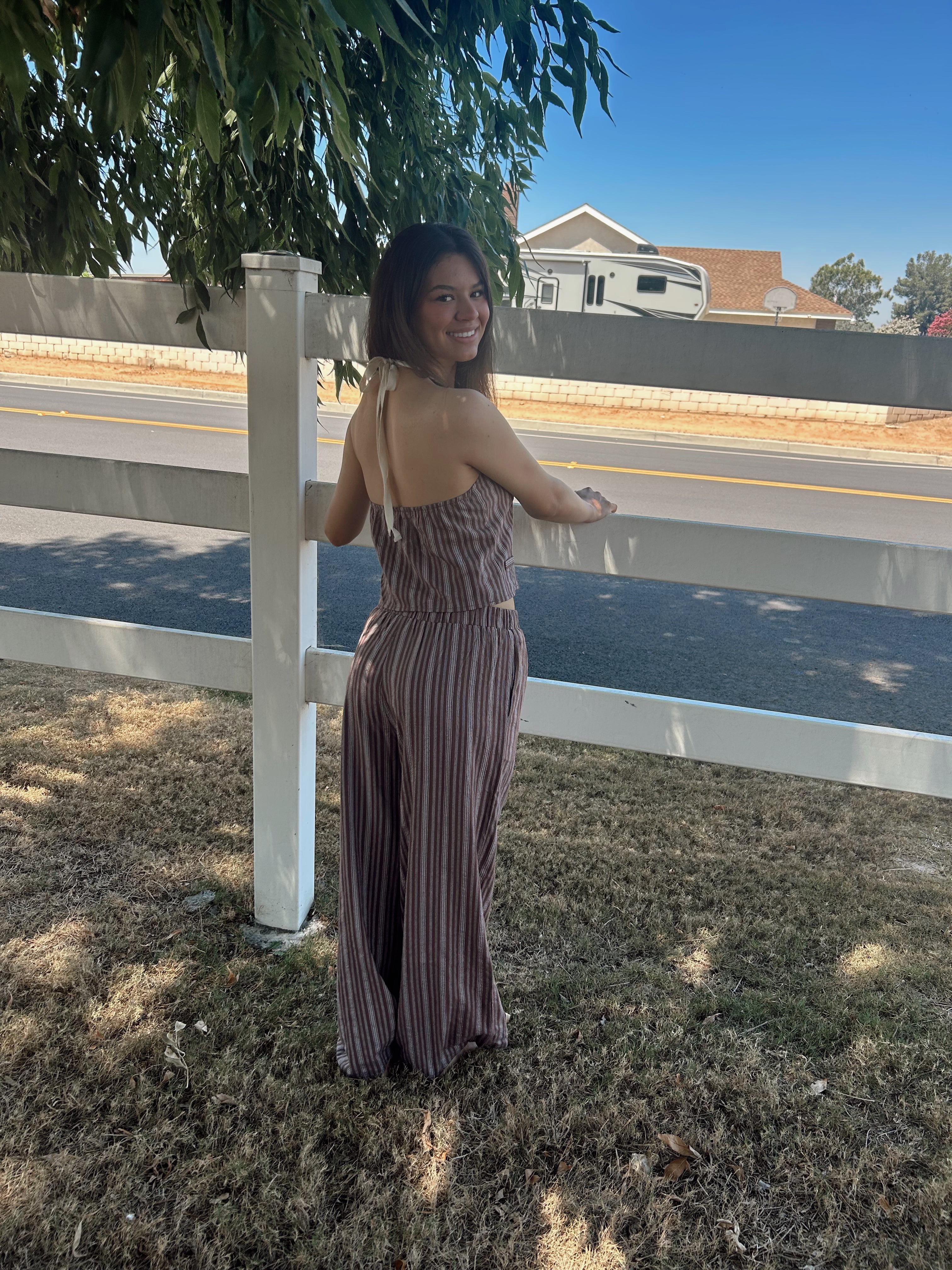 Mocha stripe 2 piece set