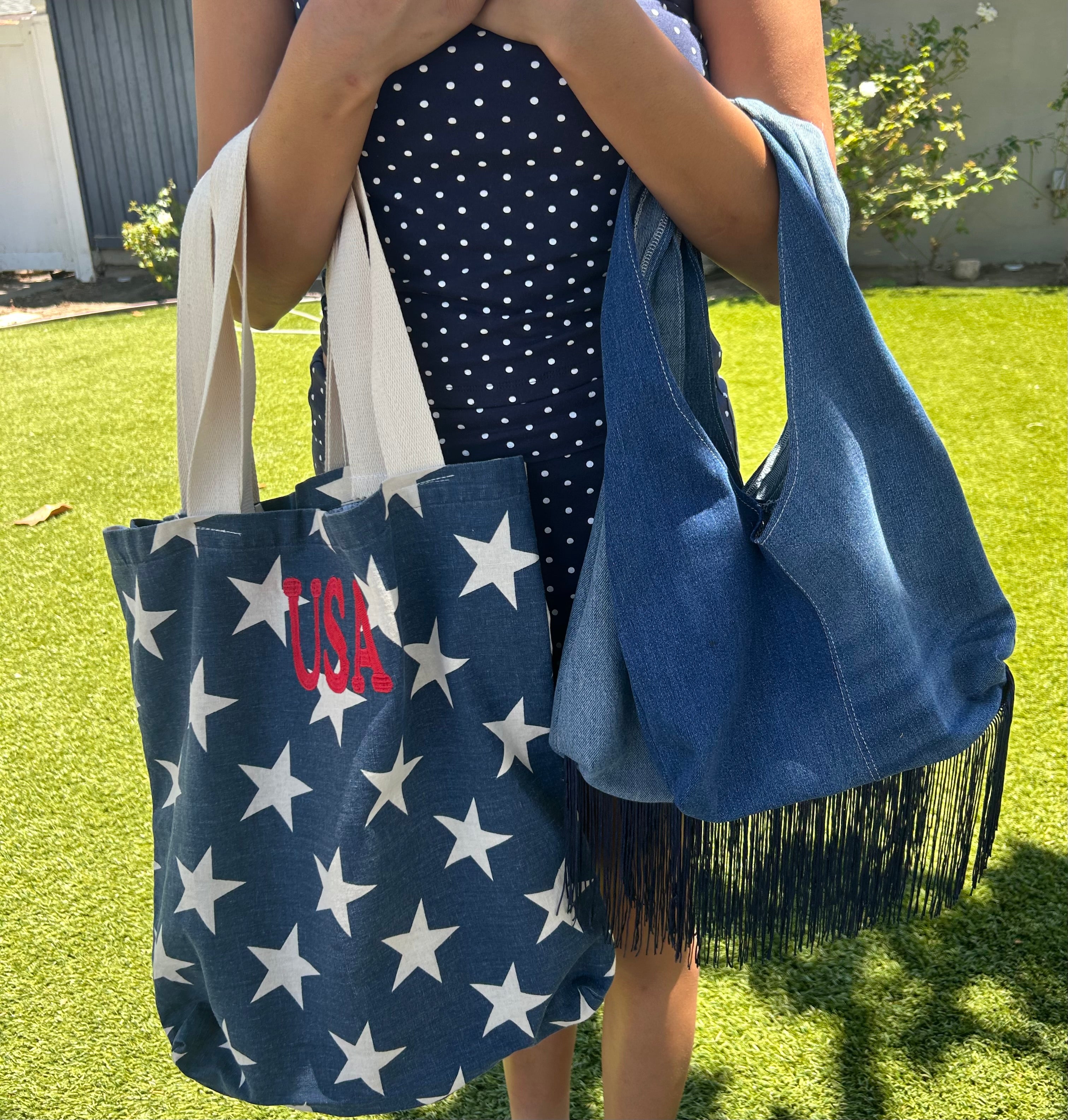 Denim tassel purse