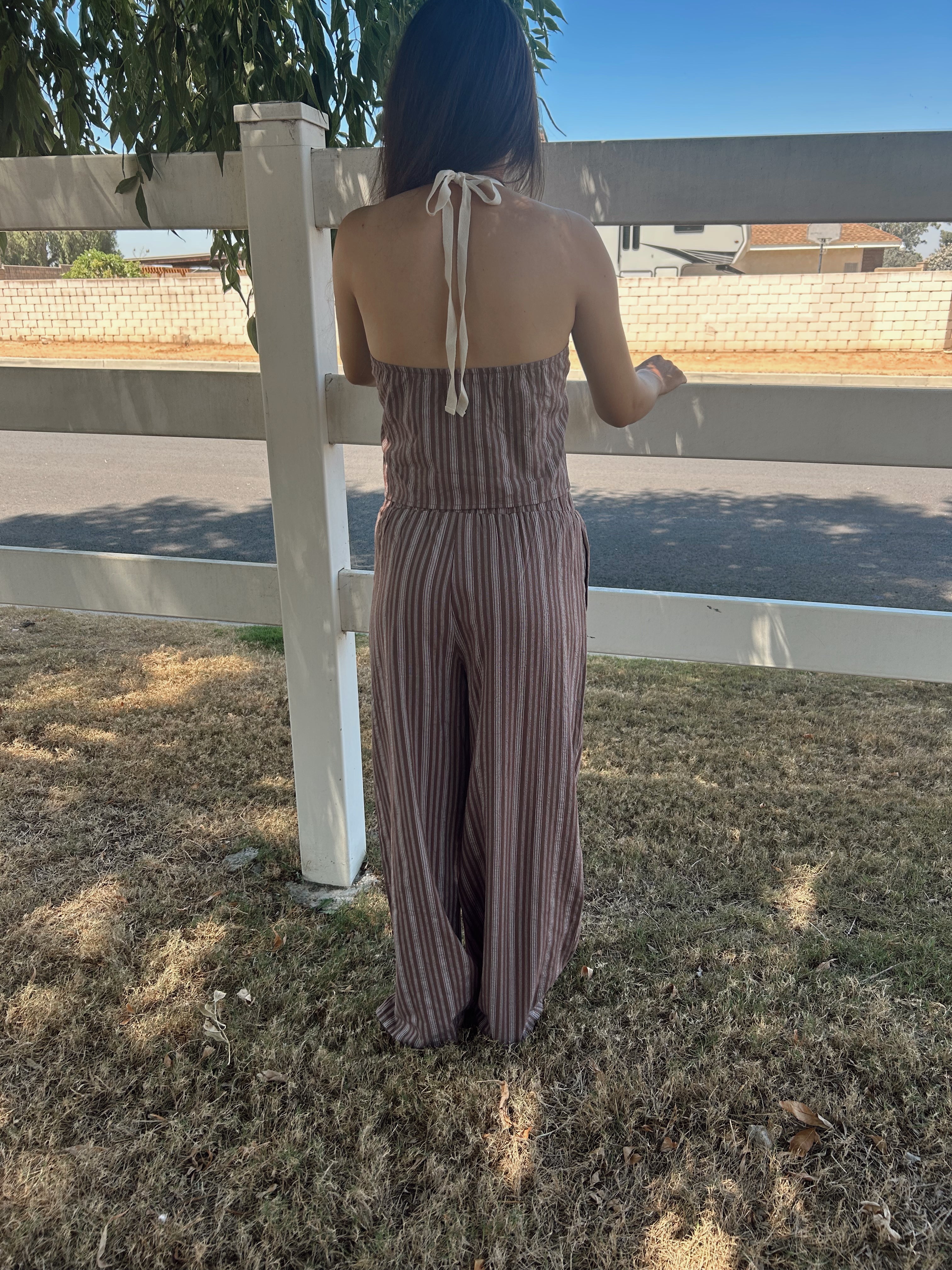 Mocha stripe 2 piece set