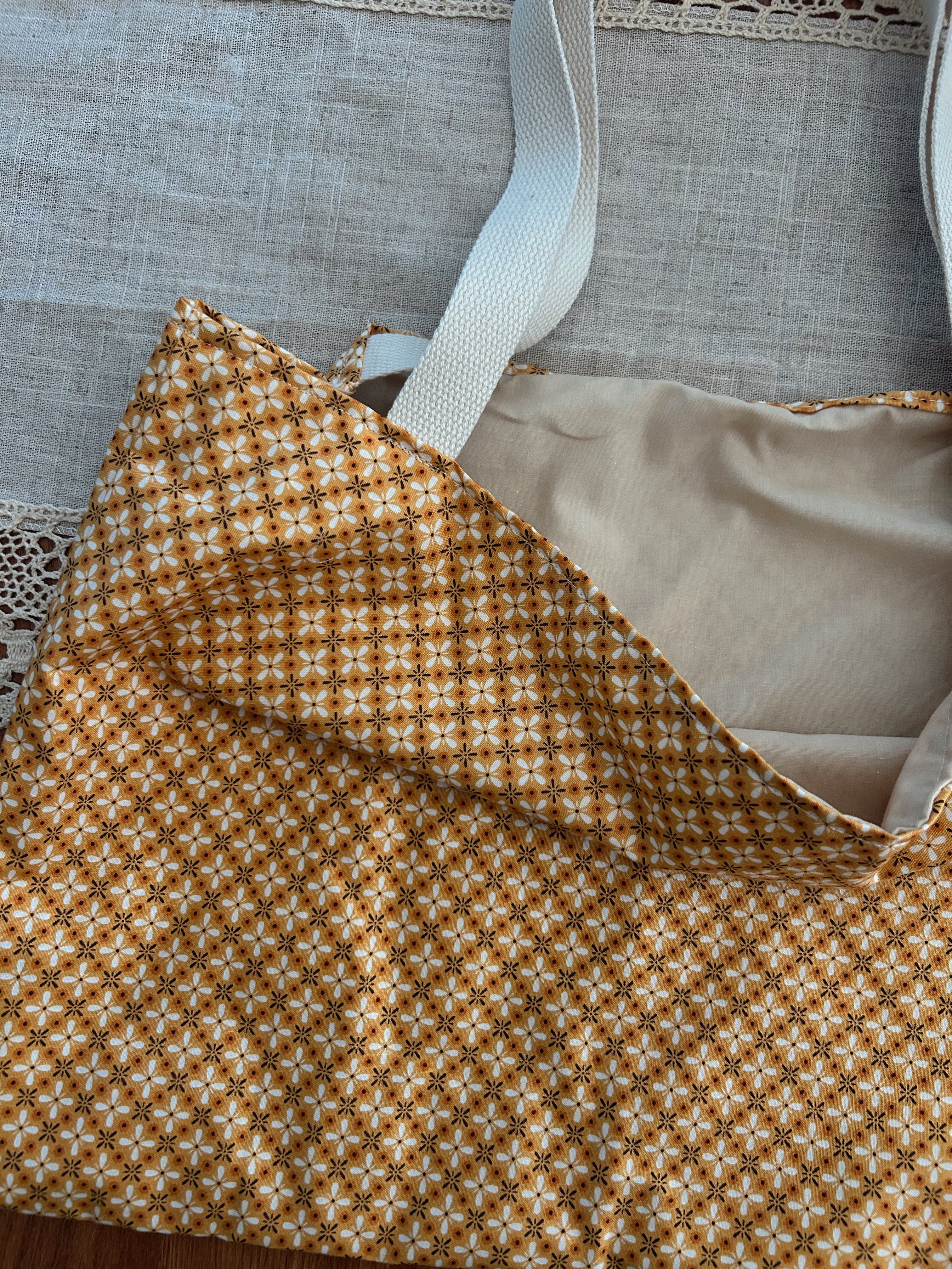Orange Floral tote