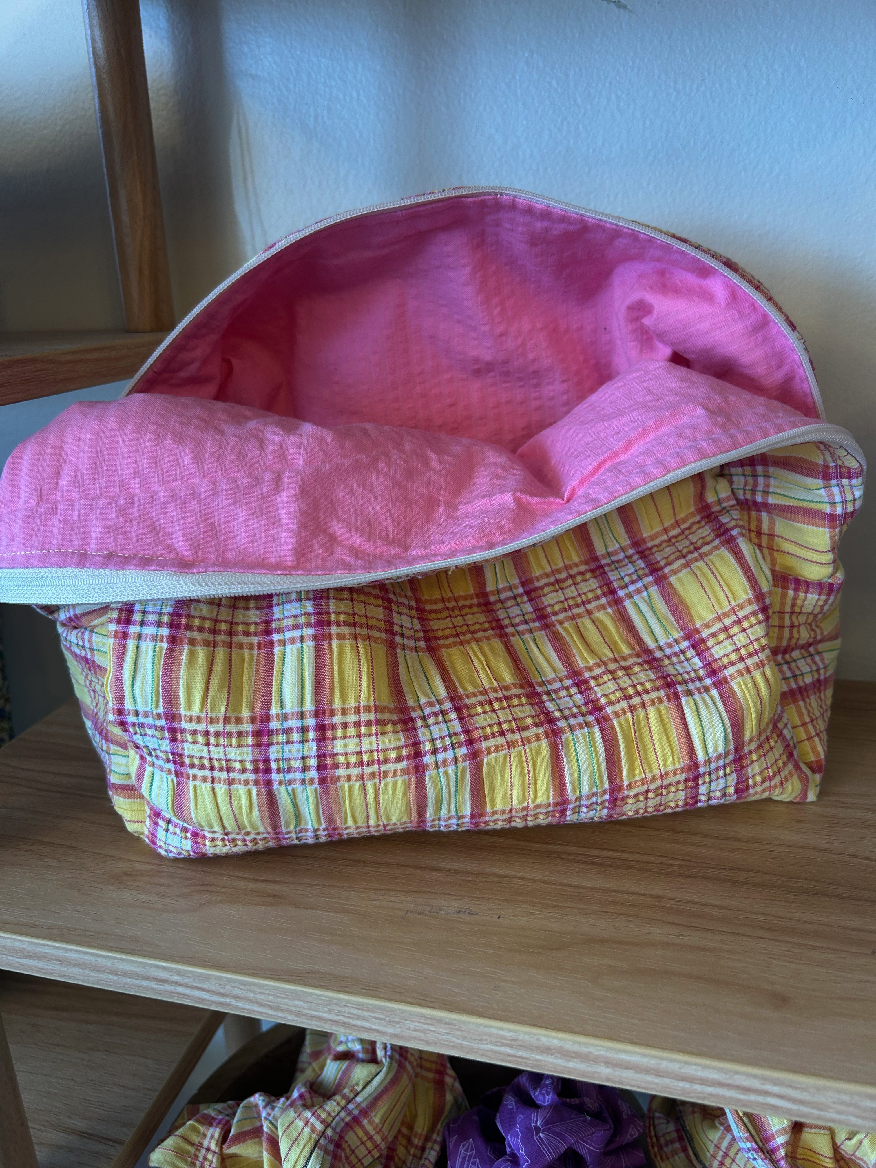Yellow/ Pink Boxy toiletry bag