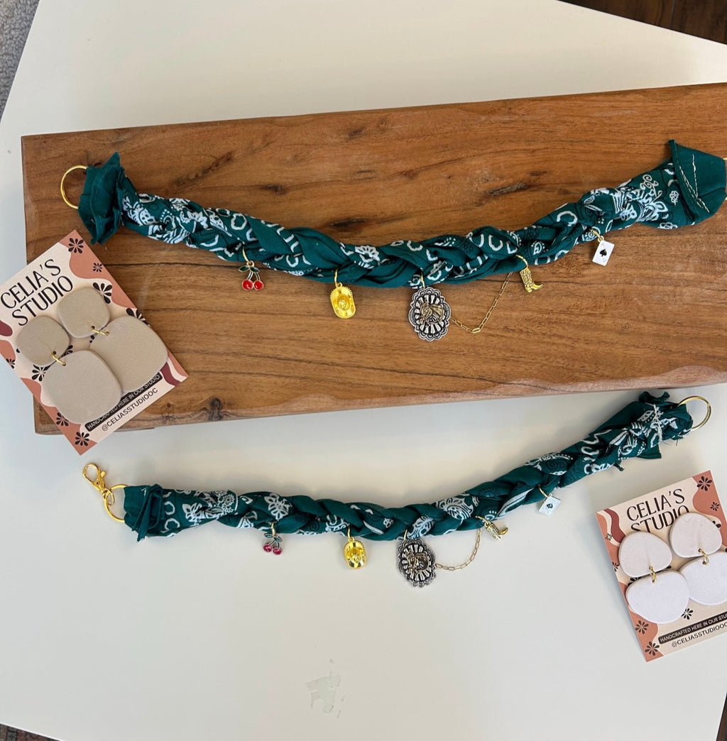 Green Bandana charm necklace