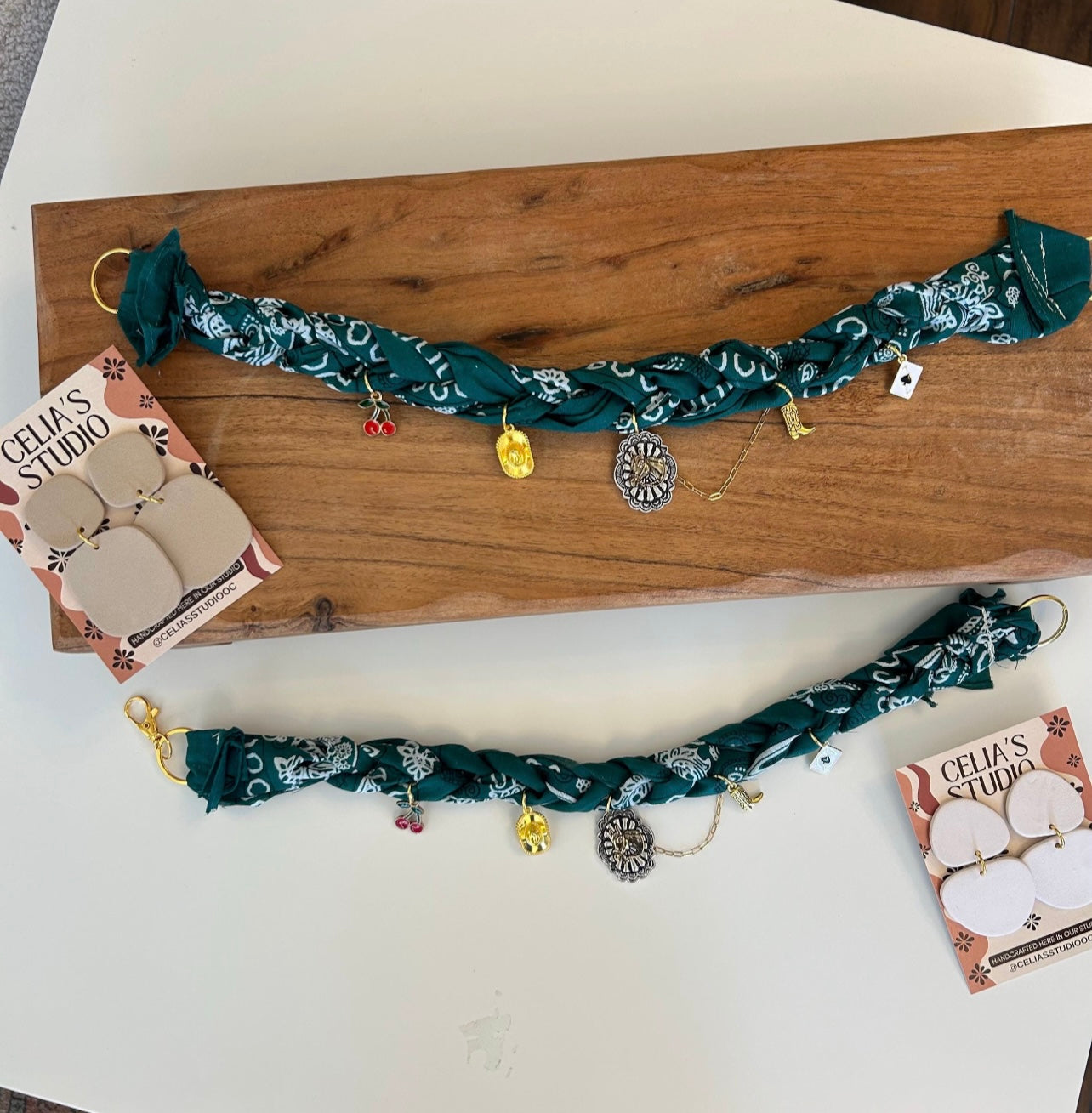 Green Bandana charm necklace