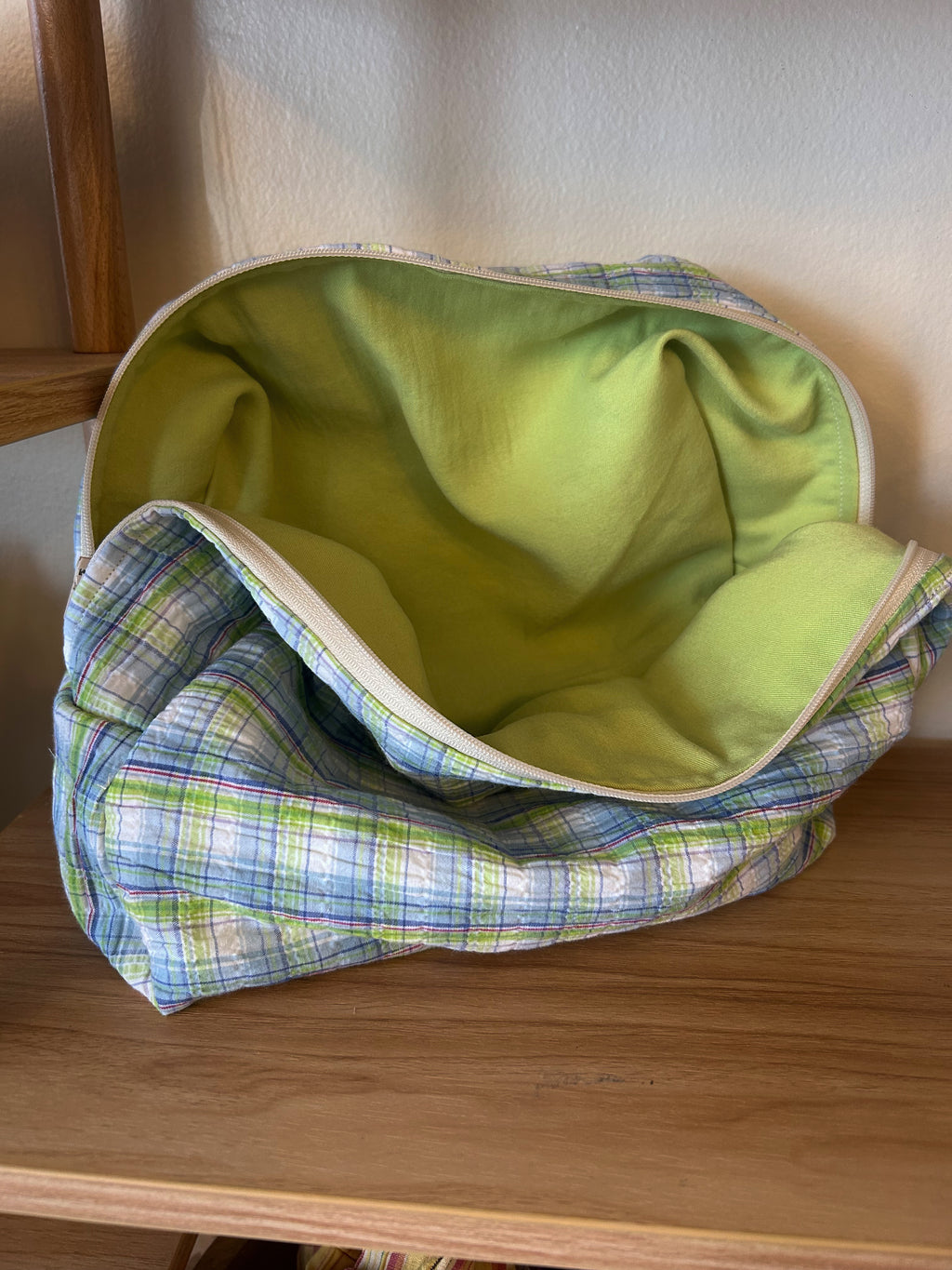 Green/ Blue Boxy toiletry bag
