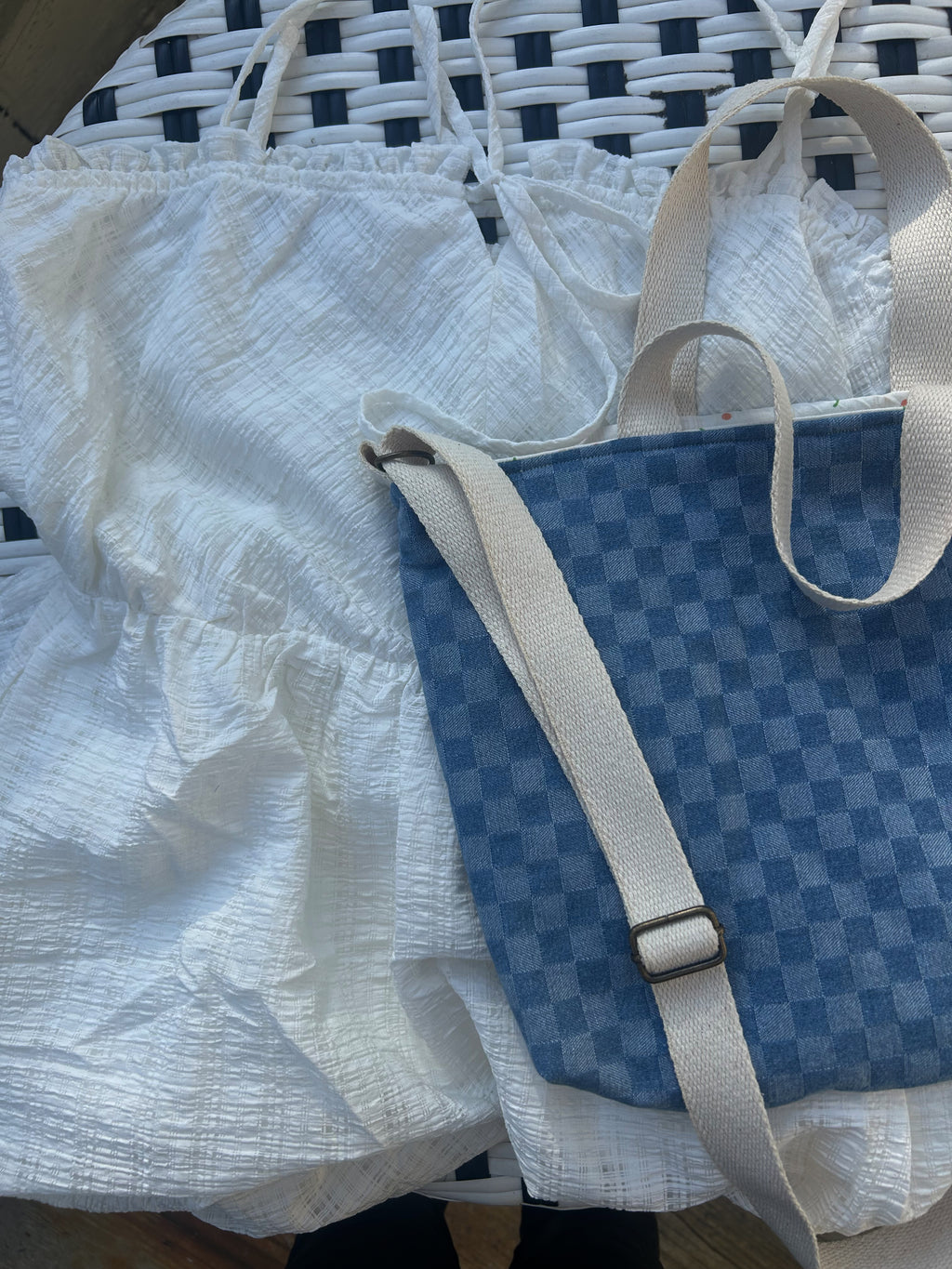 Denim checkered Bible/Book Bag