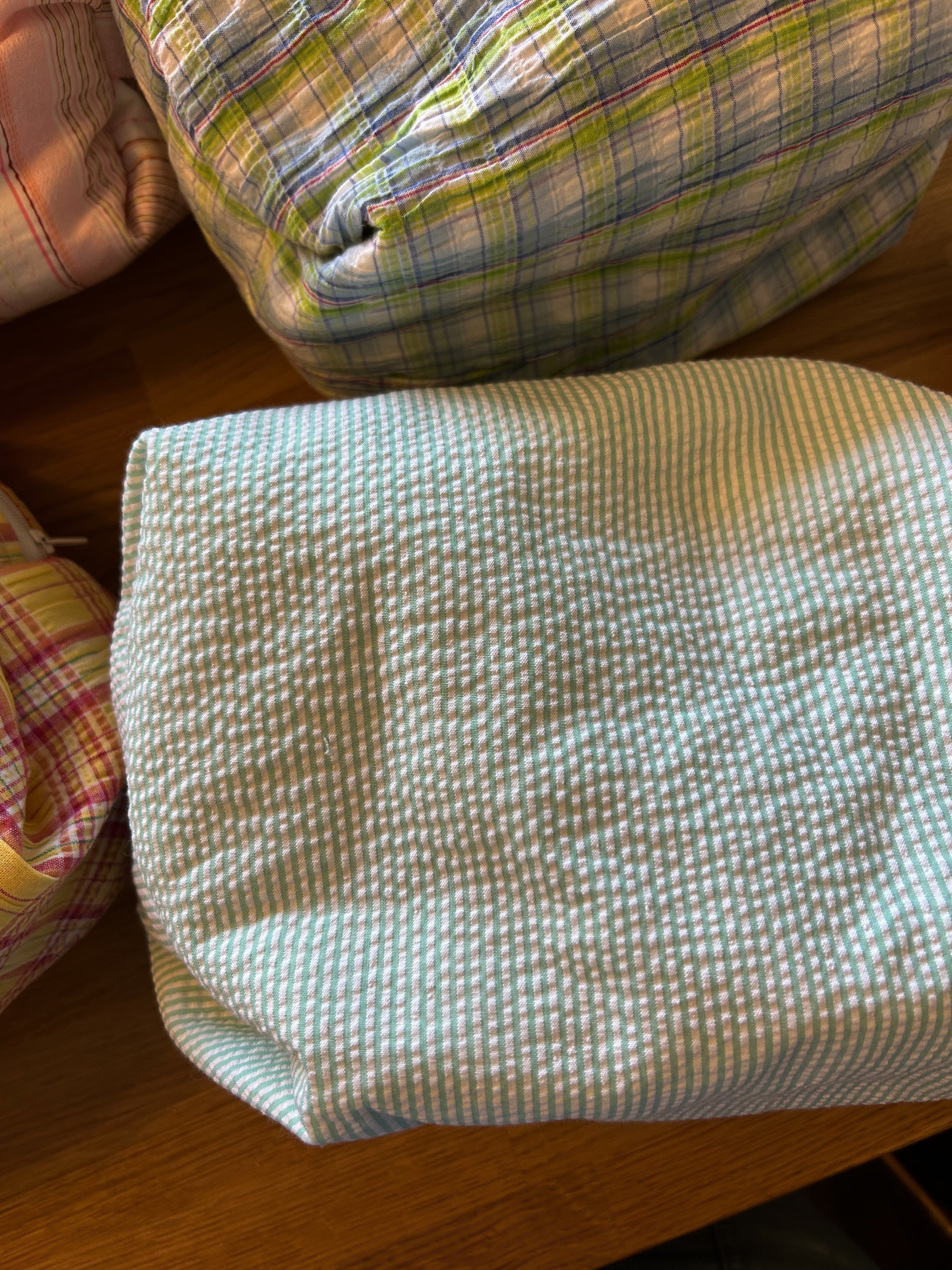 Teal stripe/ Pink Boxy toiletry bag