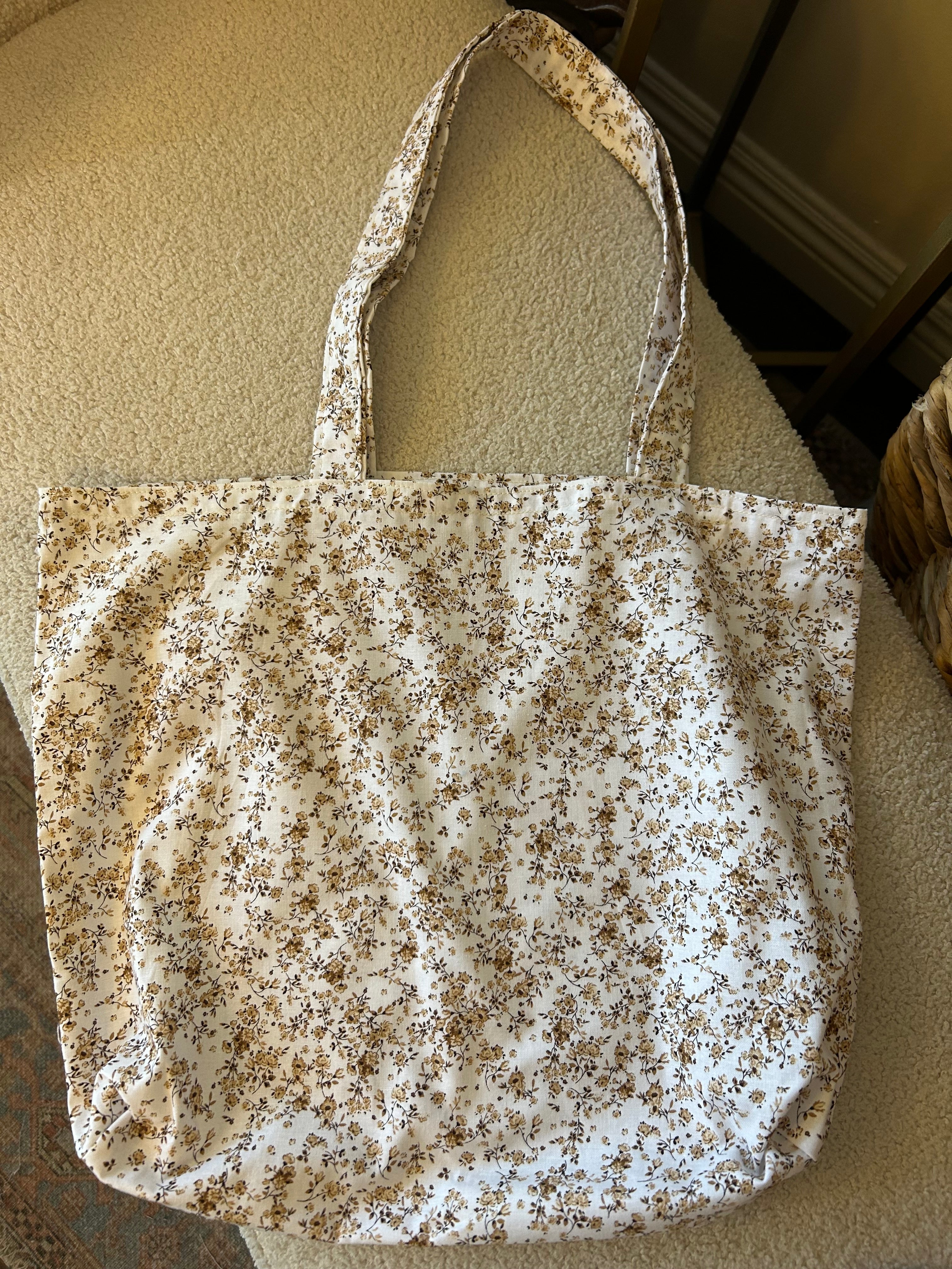 Brown floral tote