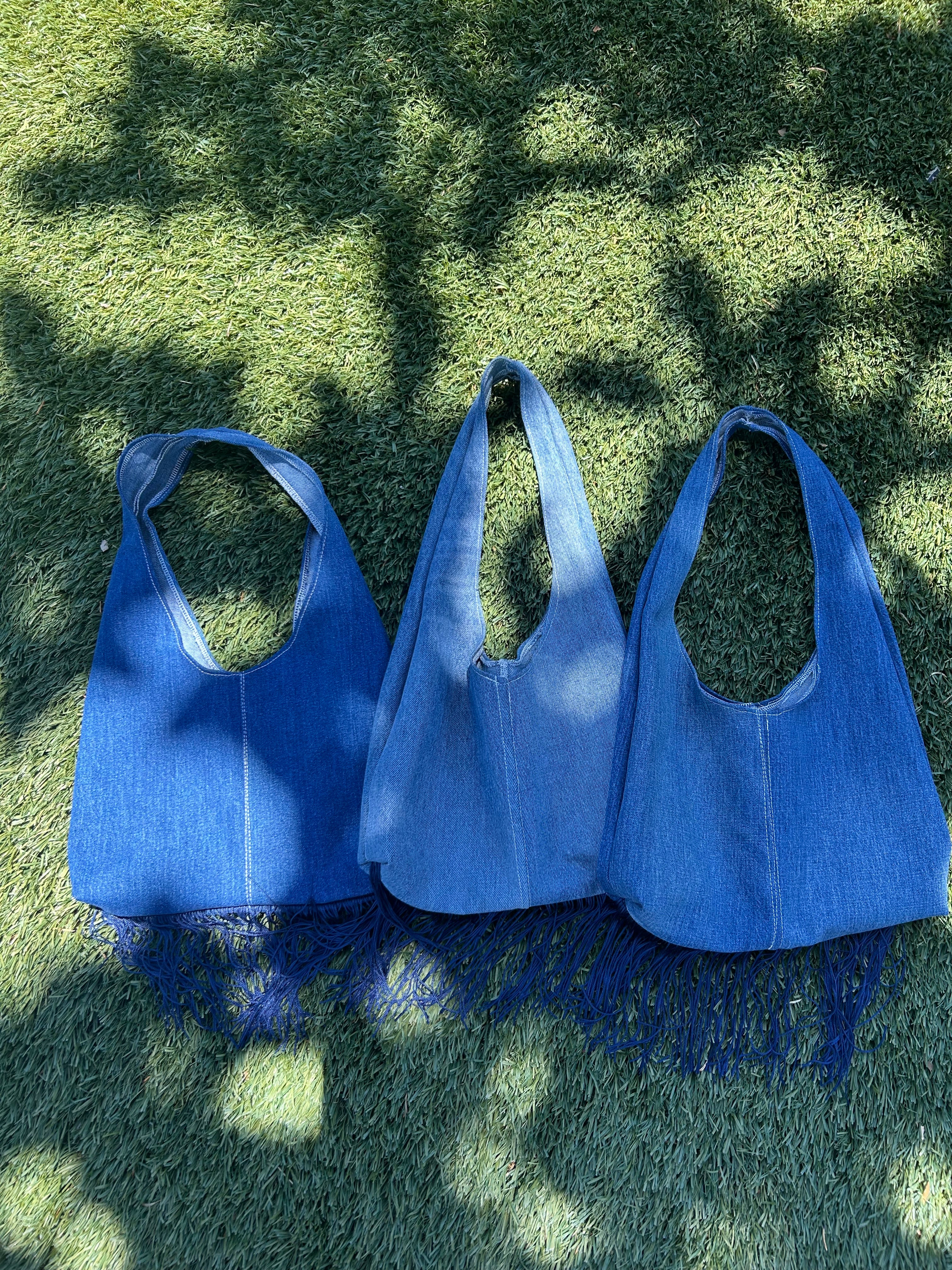 Denim tassel purse