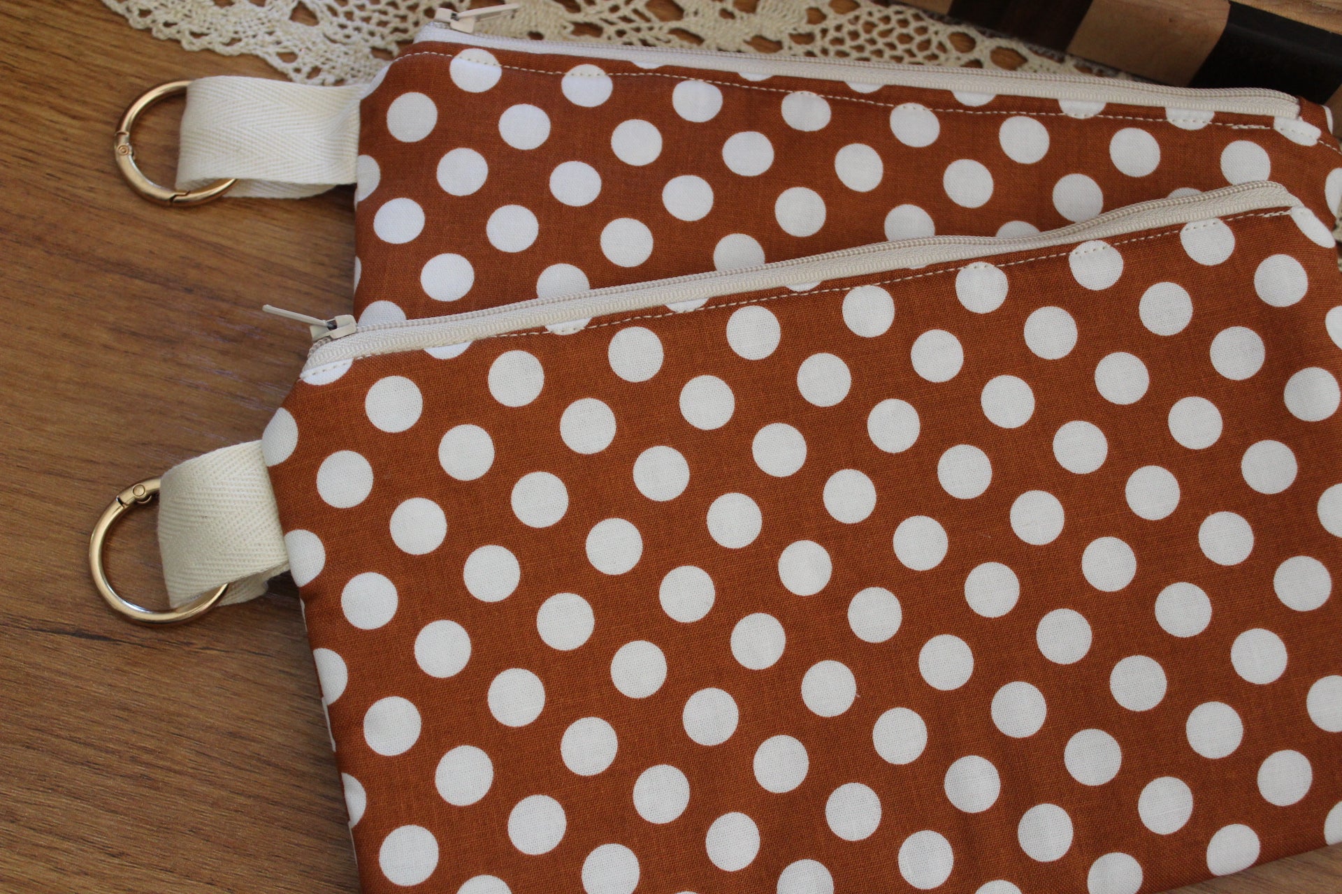 Coin purse Terra cotta polka dot