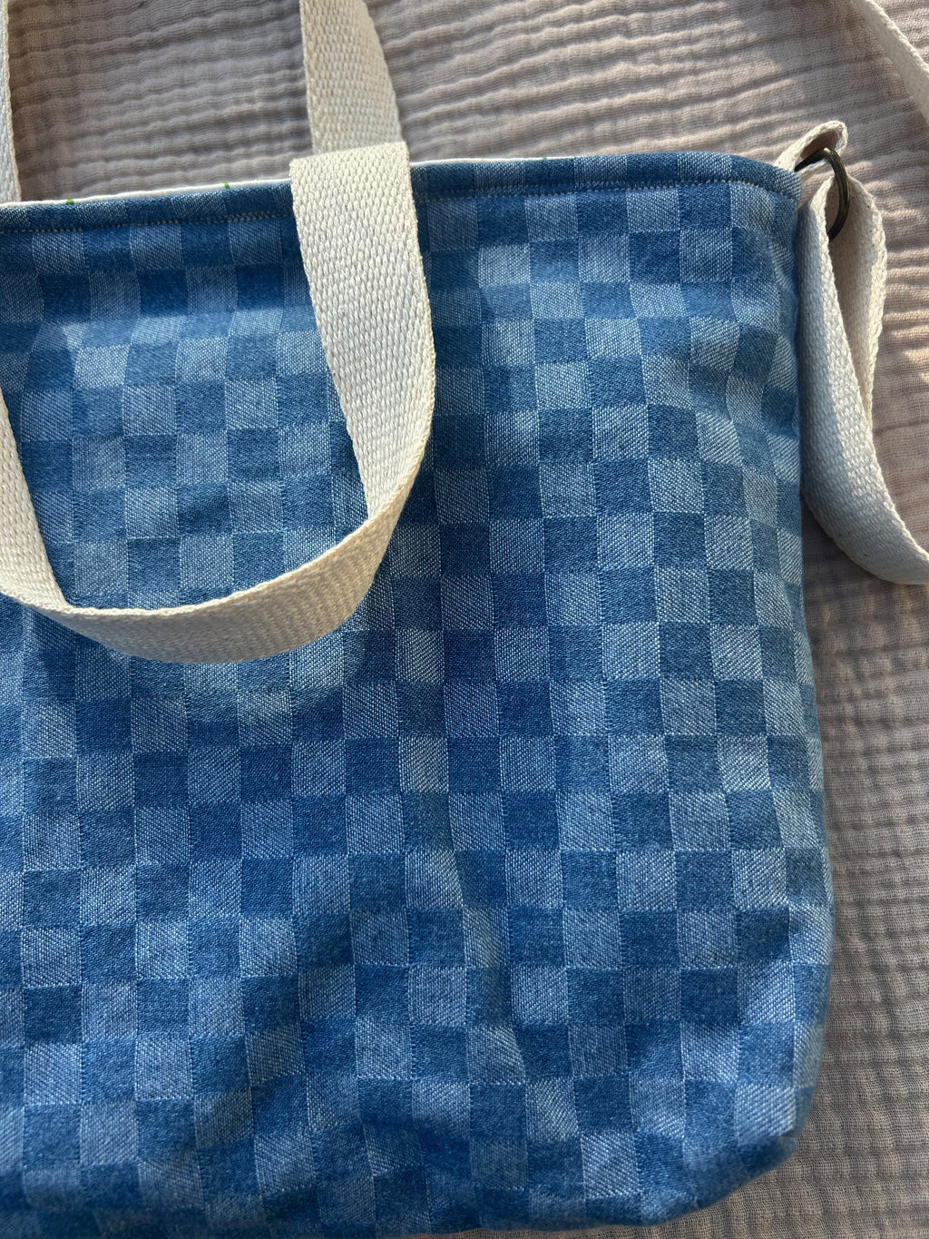 Denim checkered Bible/Book Bag
