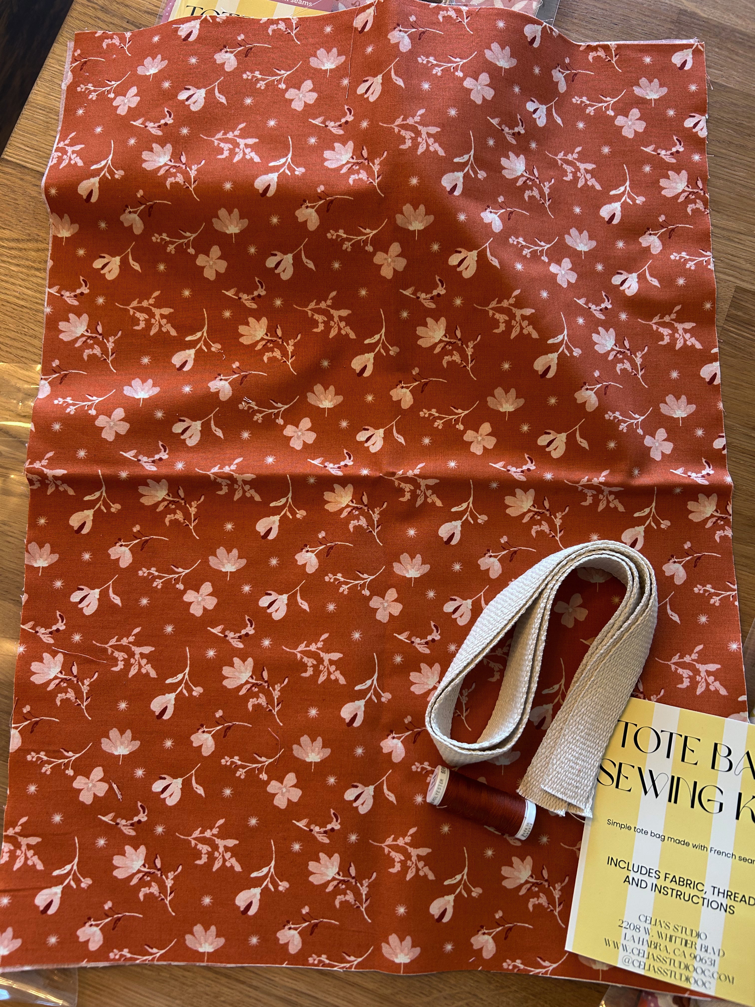 Tote Bag sewing kit- Riley Blake Terra cotta floral