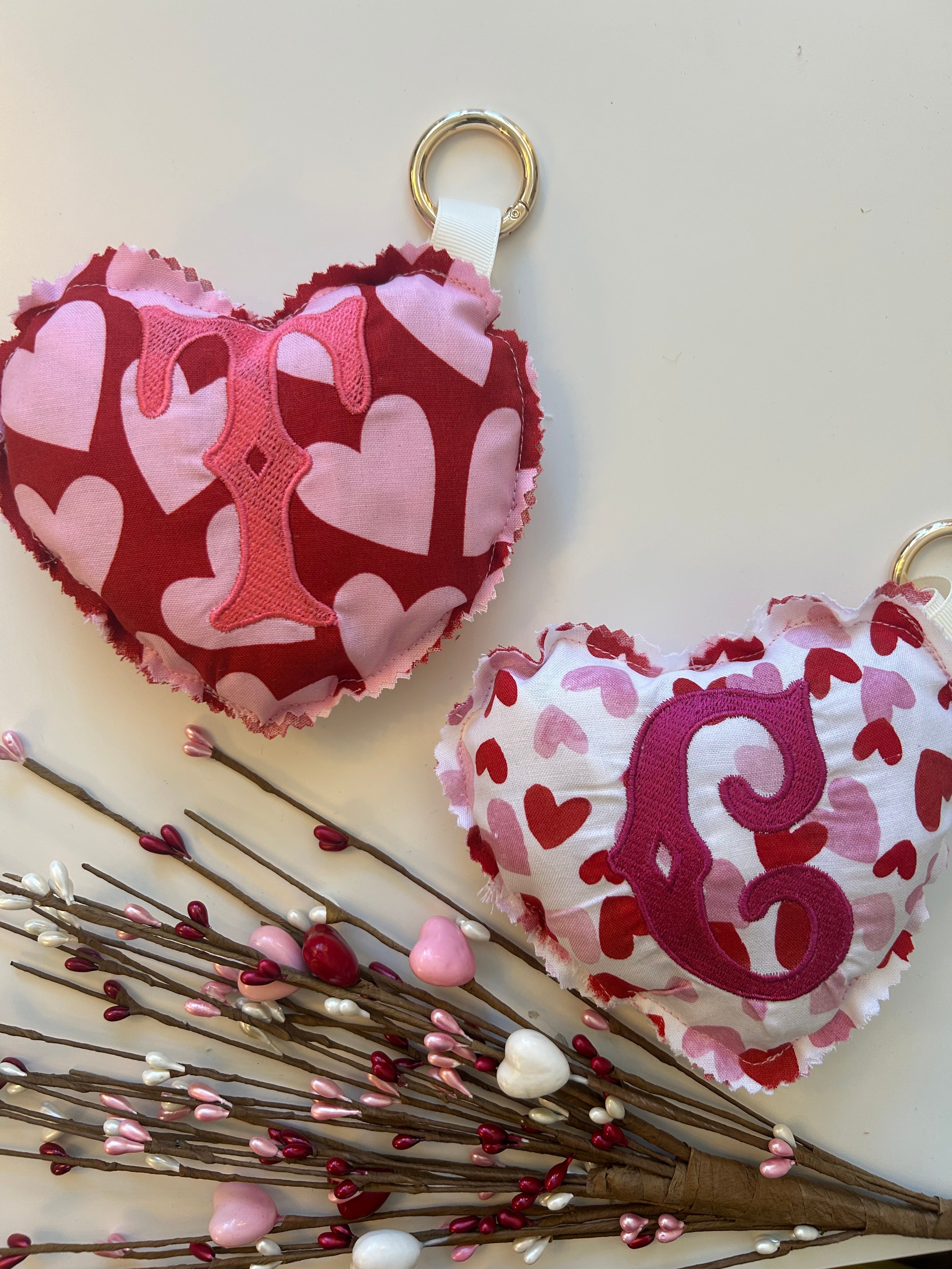 Heart Bag charm- Red pink hearts