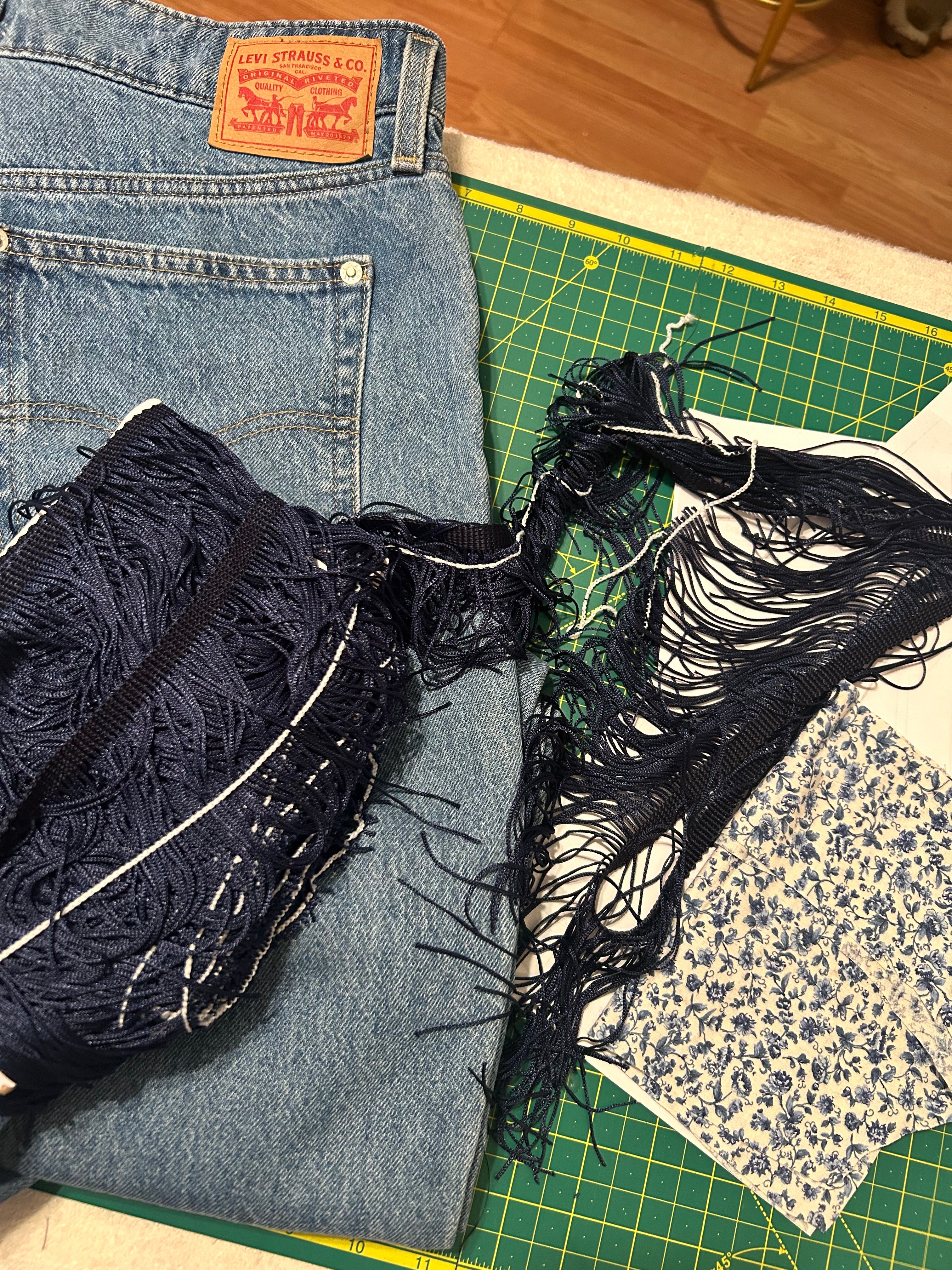 Denim tassel purse