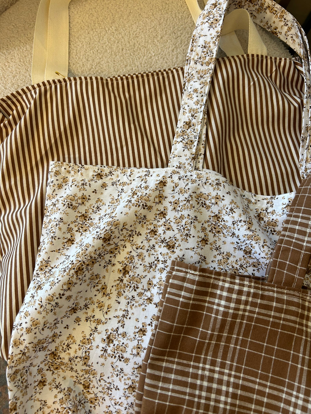 Brown flannel tote