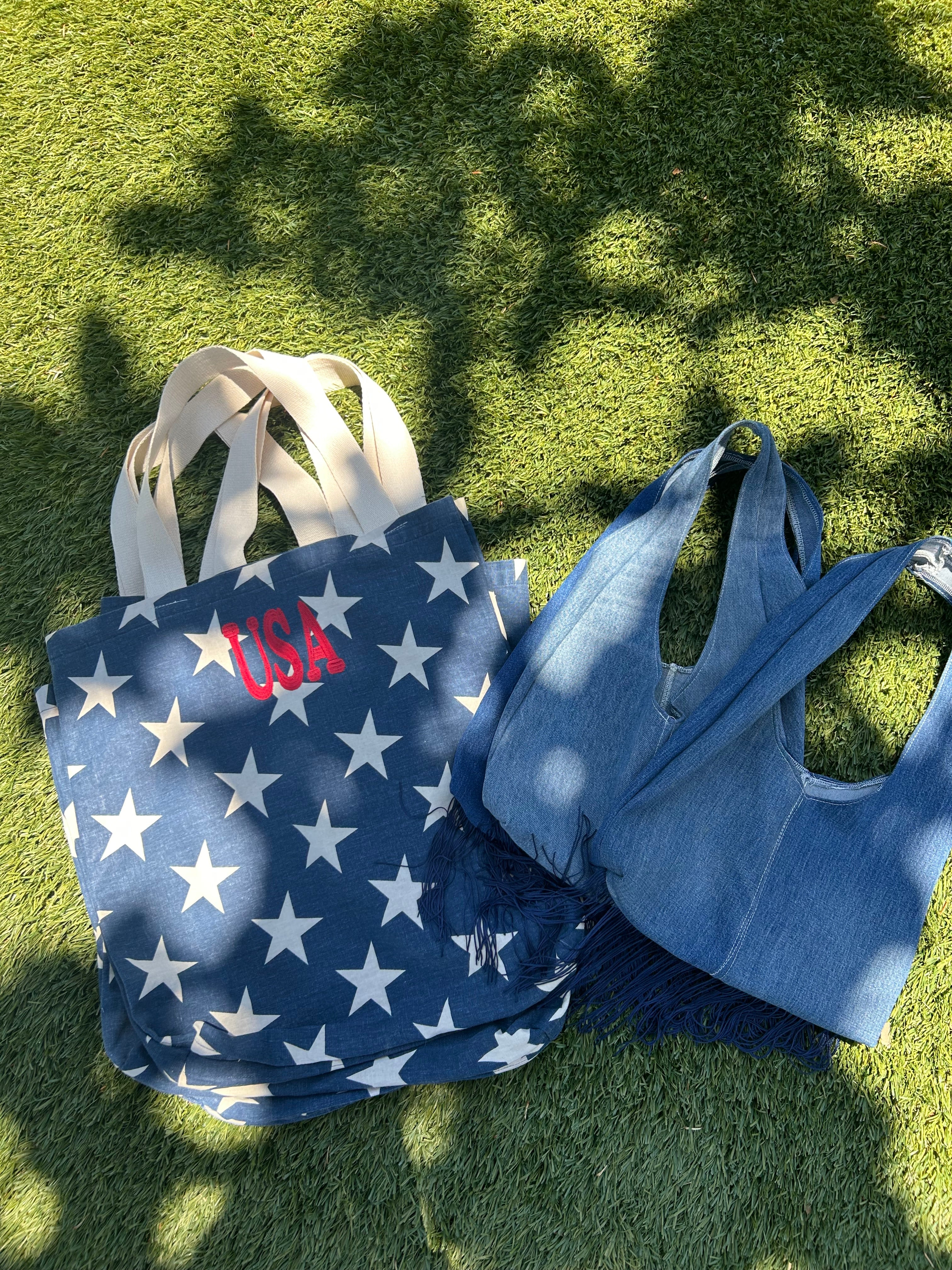 Denim tassel purse