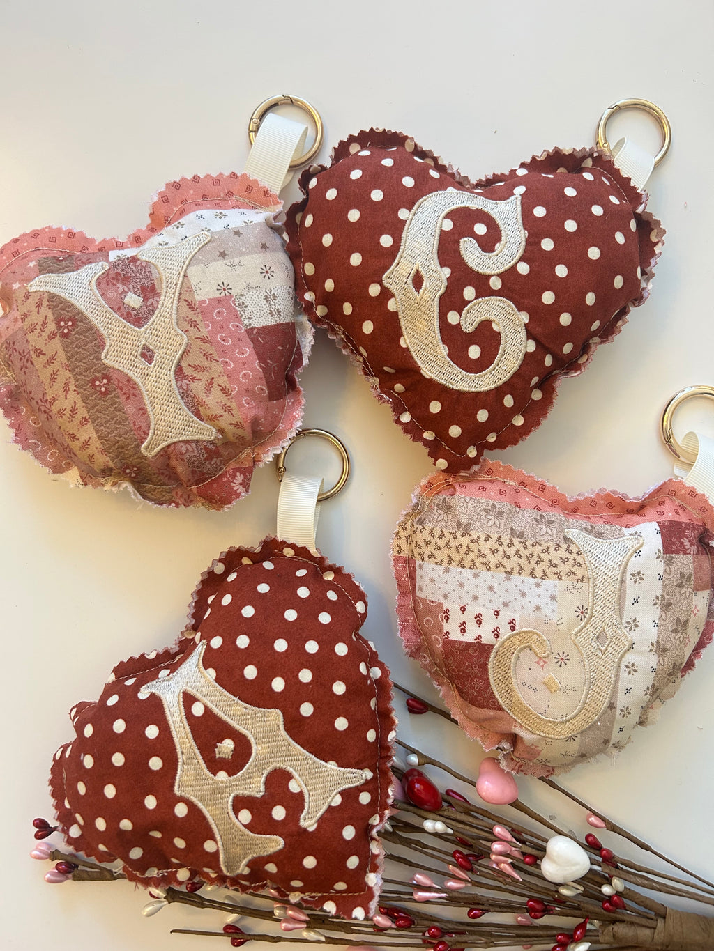 Heart Bag charm- Rose pink patch