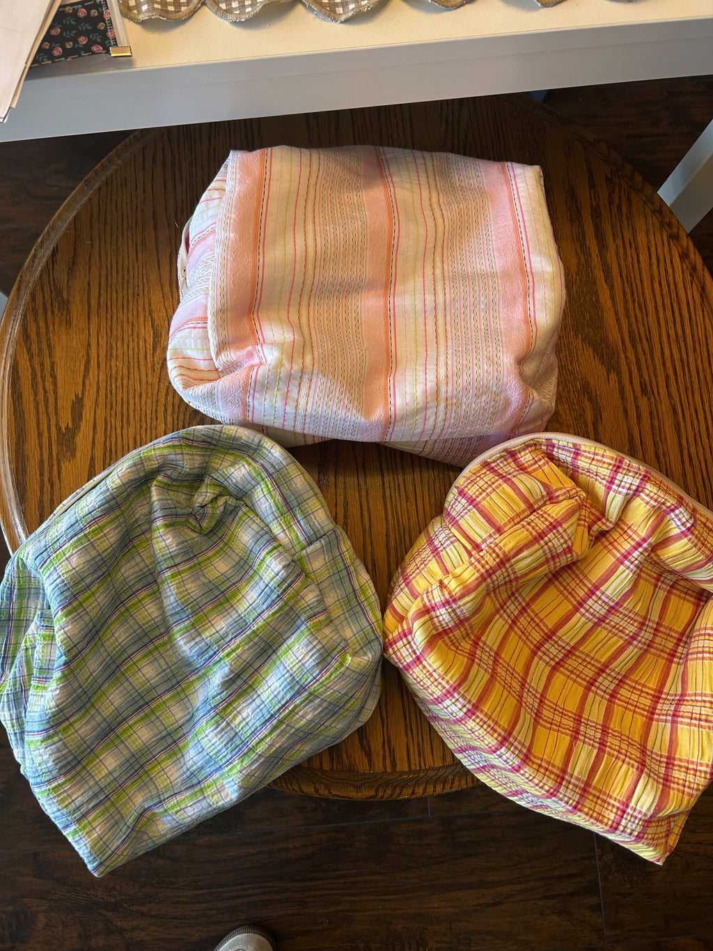 Teal stripe/ Pink Boxy toiletry bag