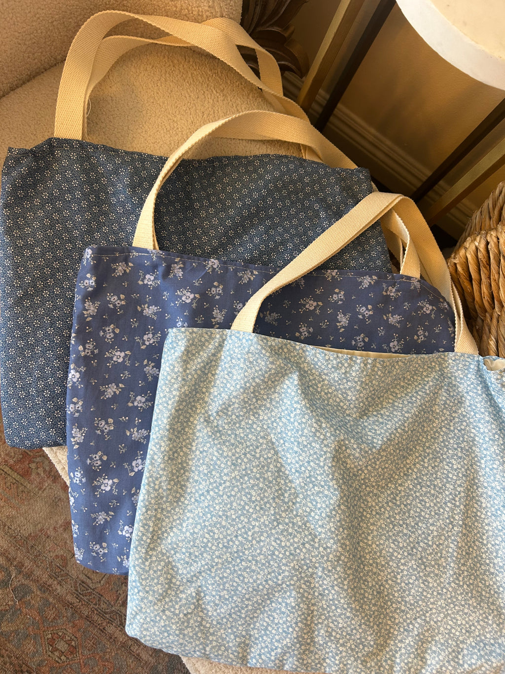 chambray floral tote