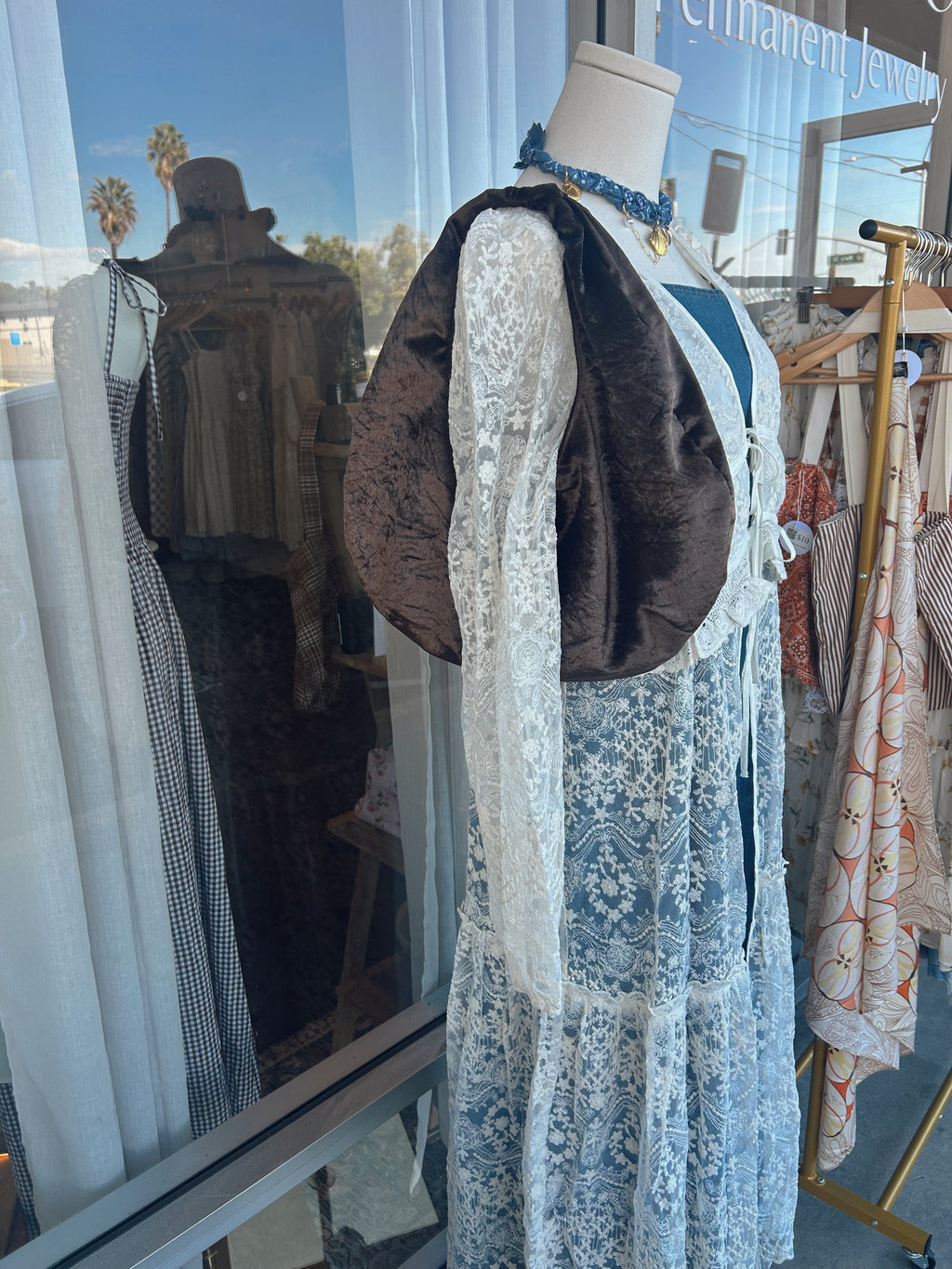 Brown velvet hobo purse small