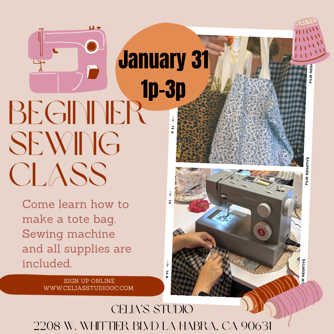 Sew a tote bag class Saturday January 31, 2026 1p-3p