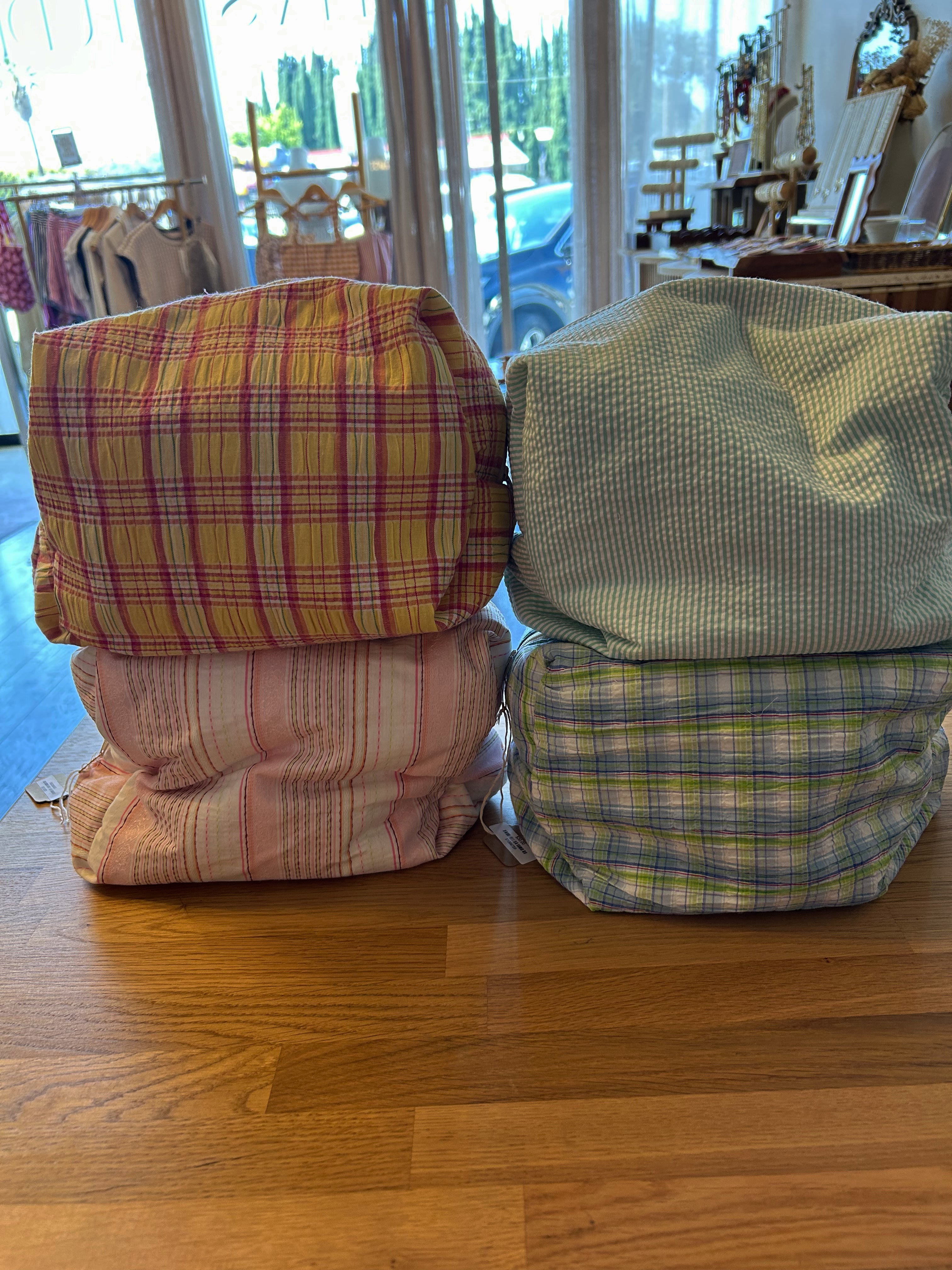Teal stripe/ Pink Boxy toiletry bag