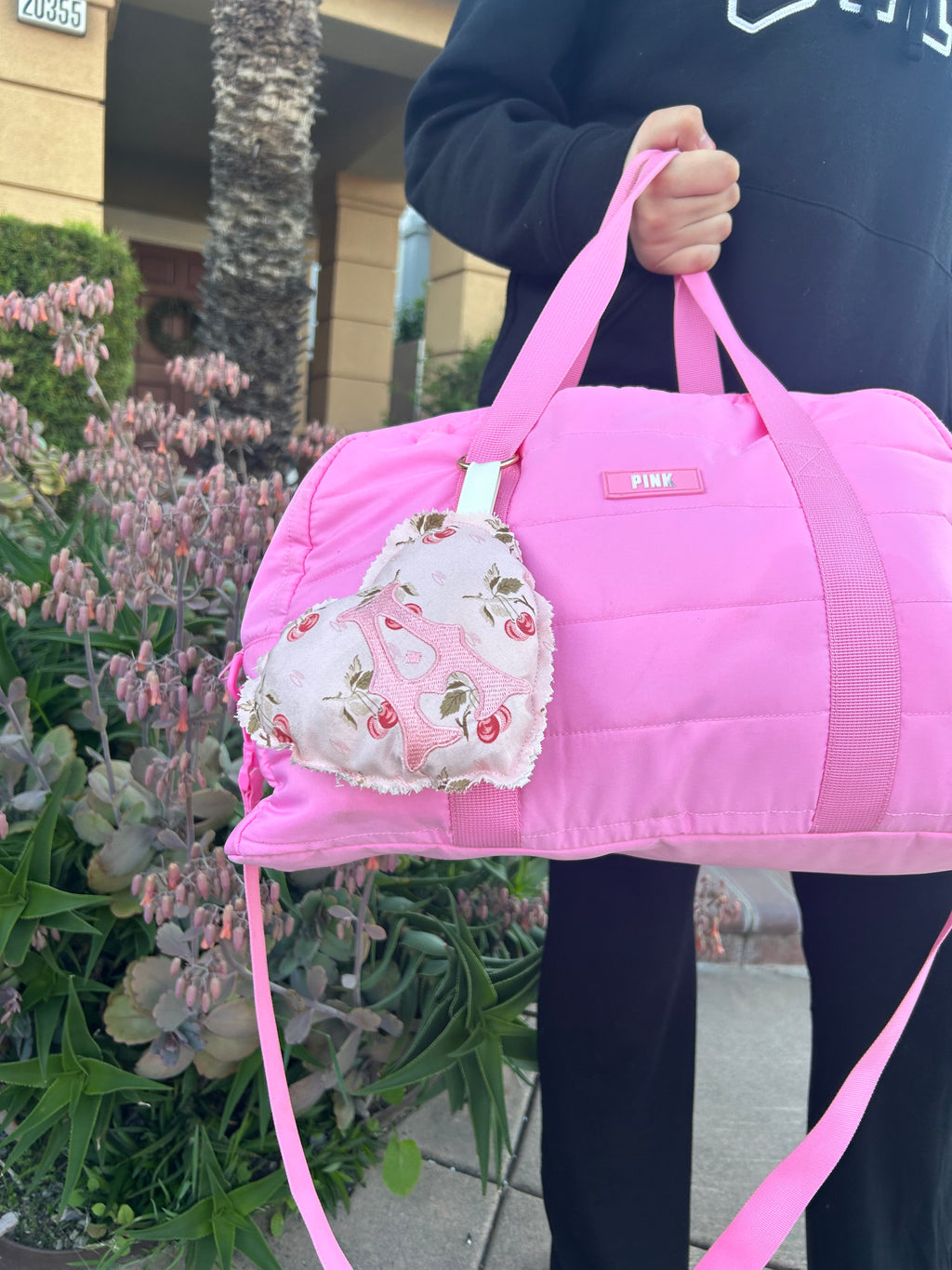 Heart Bag charm- Cherry pink