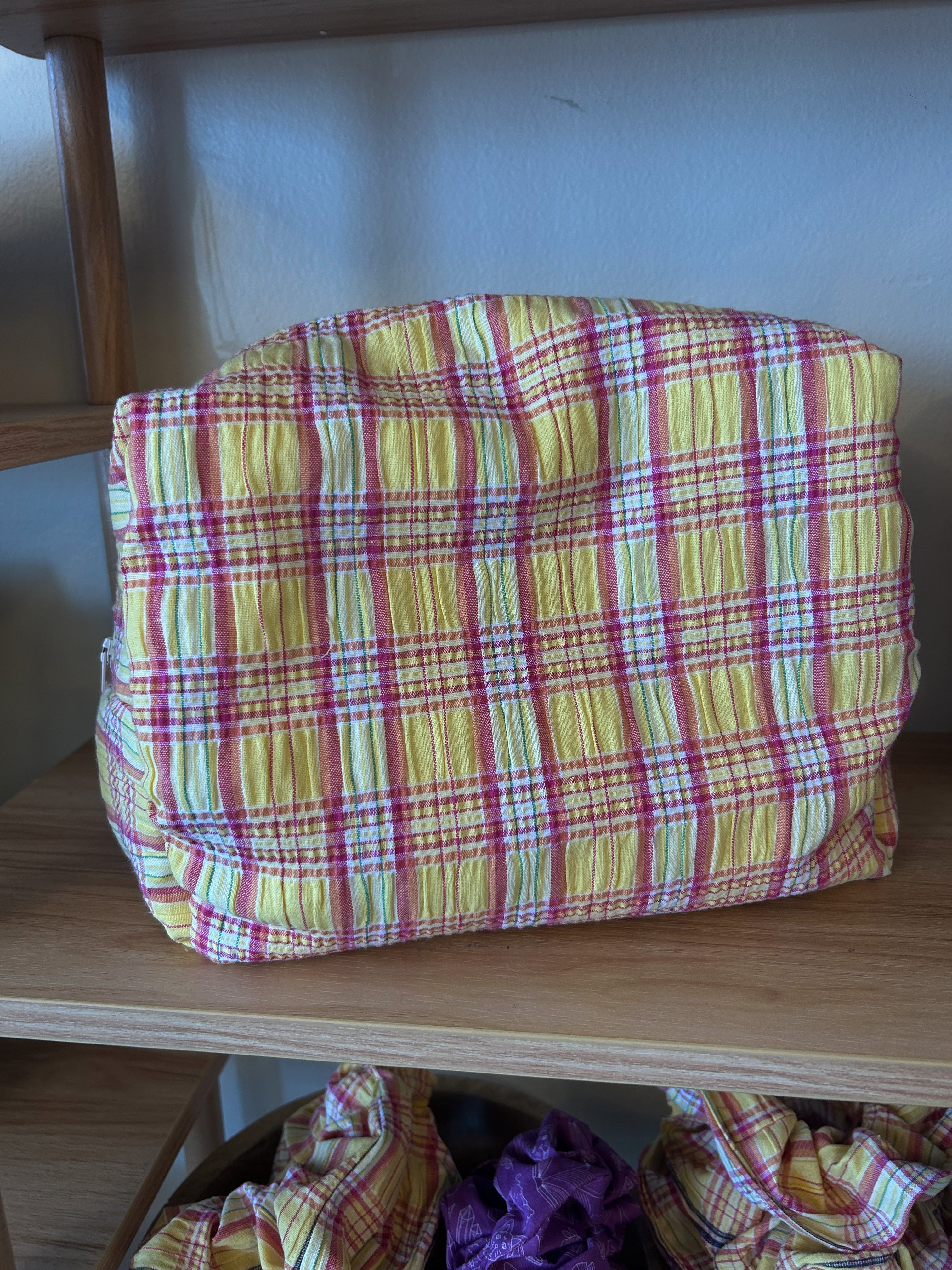 Yellow/ Pink Boxy toiletry bag