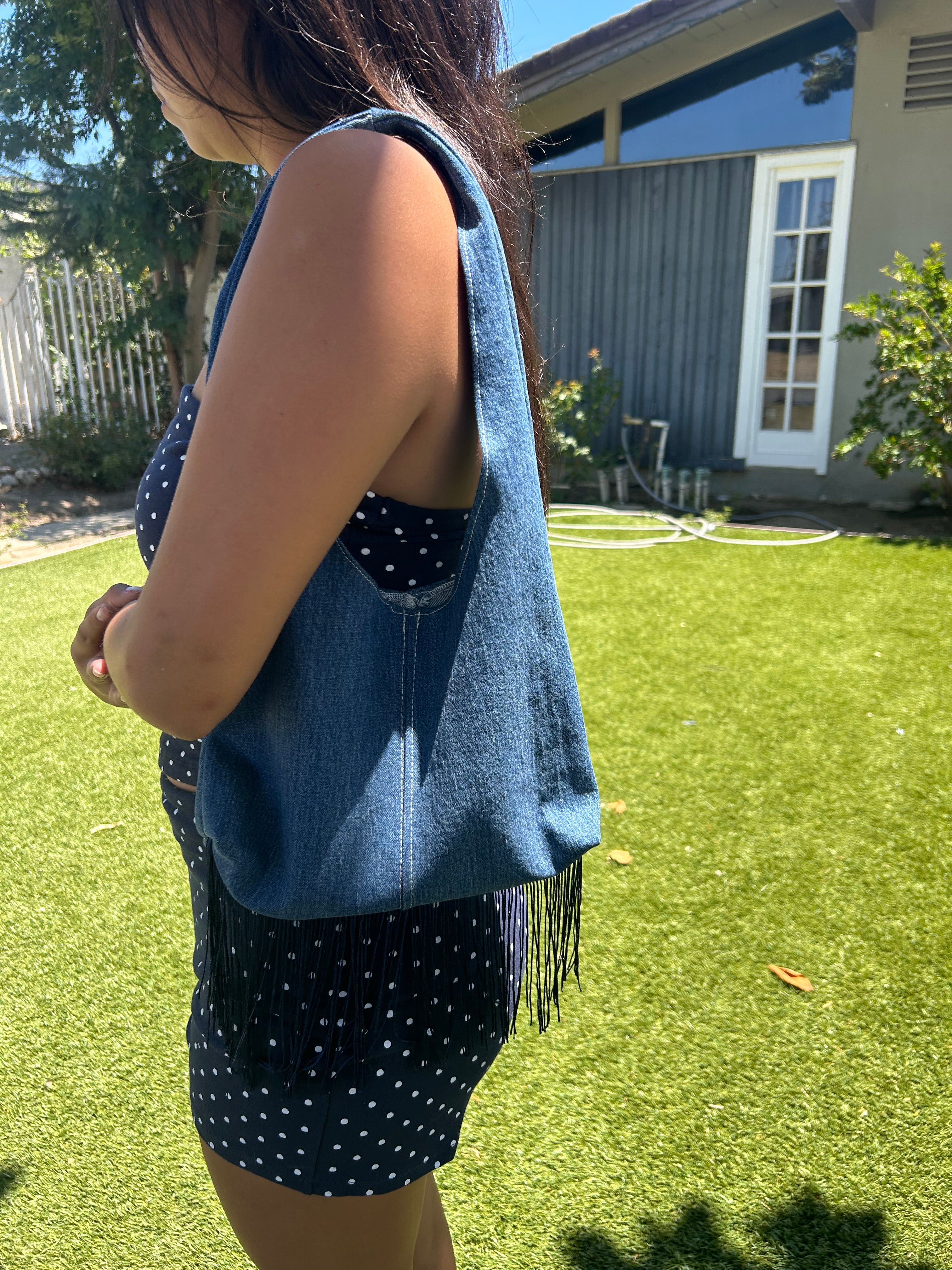 Denim tassel purse