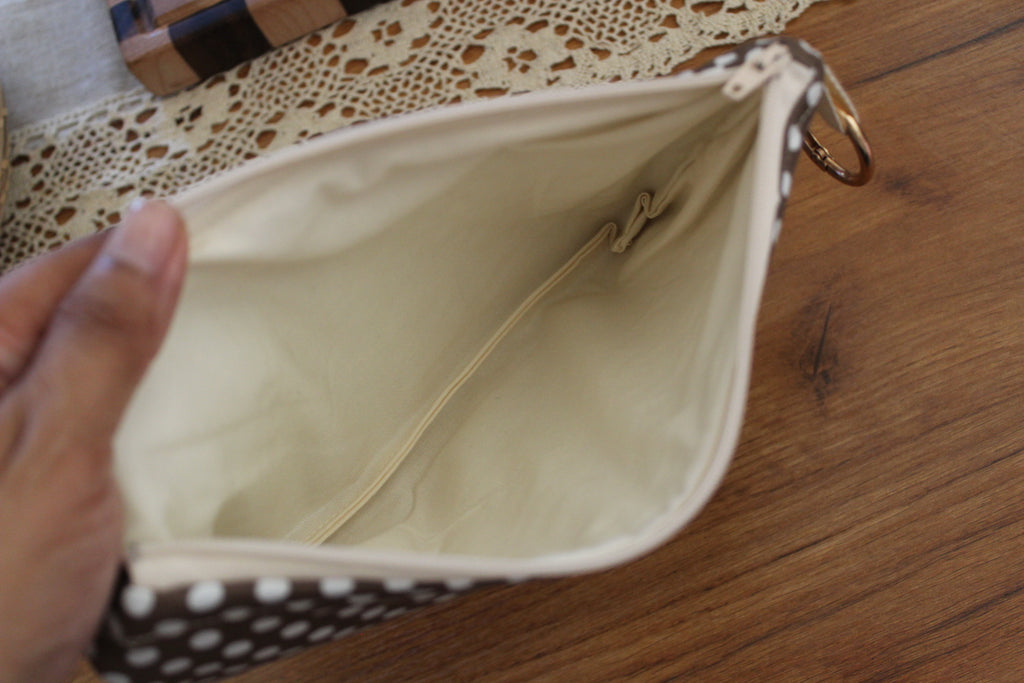 Coin purse Brown  polka dot