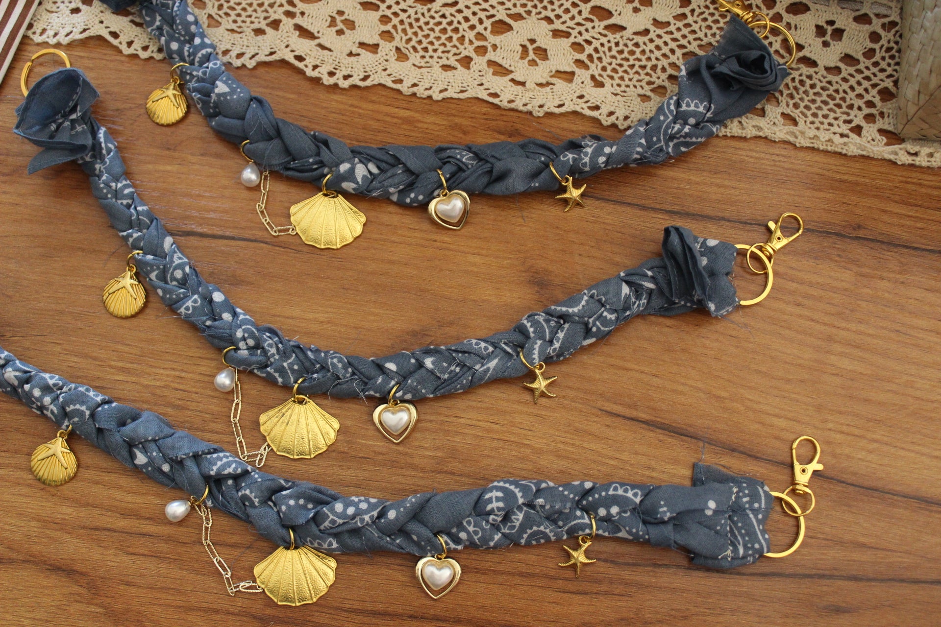 Blue Bandana charm necklace