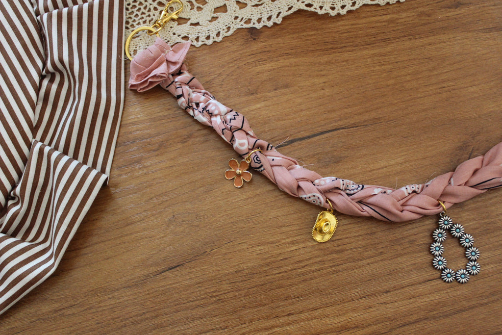 Light Pink Bandana charm necklace
