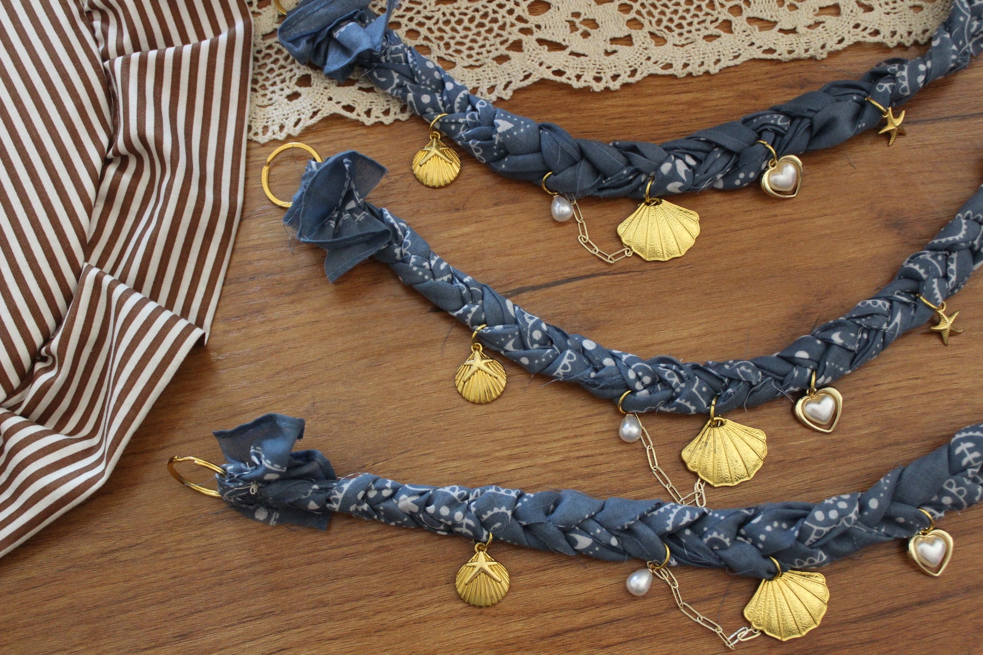 Blue Bandana charm necklace