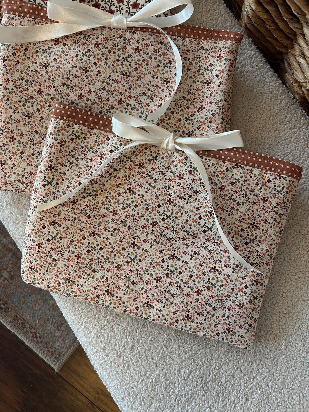 Book Sleeve in Fall Floral/ Polka dot