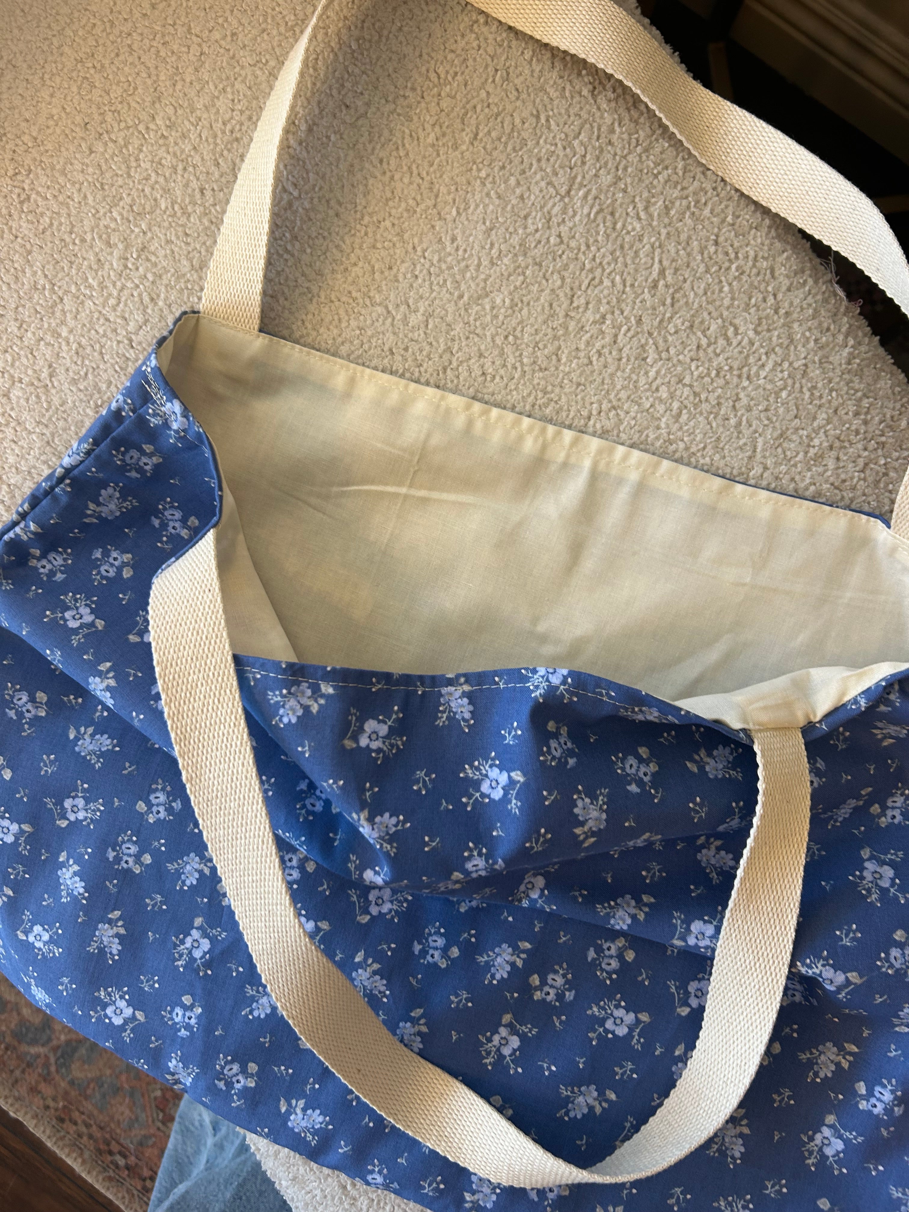 Blue floral tote