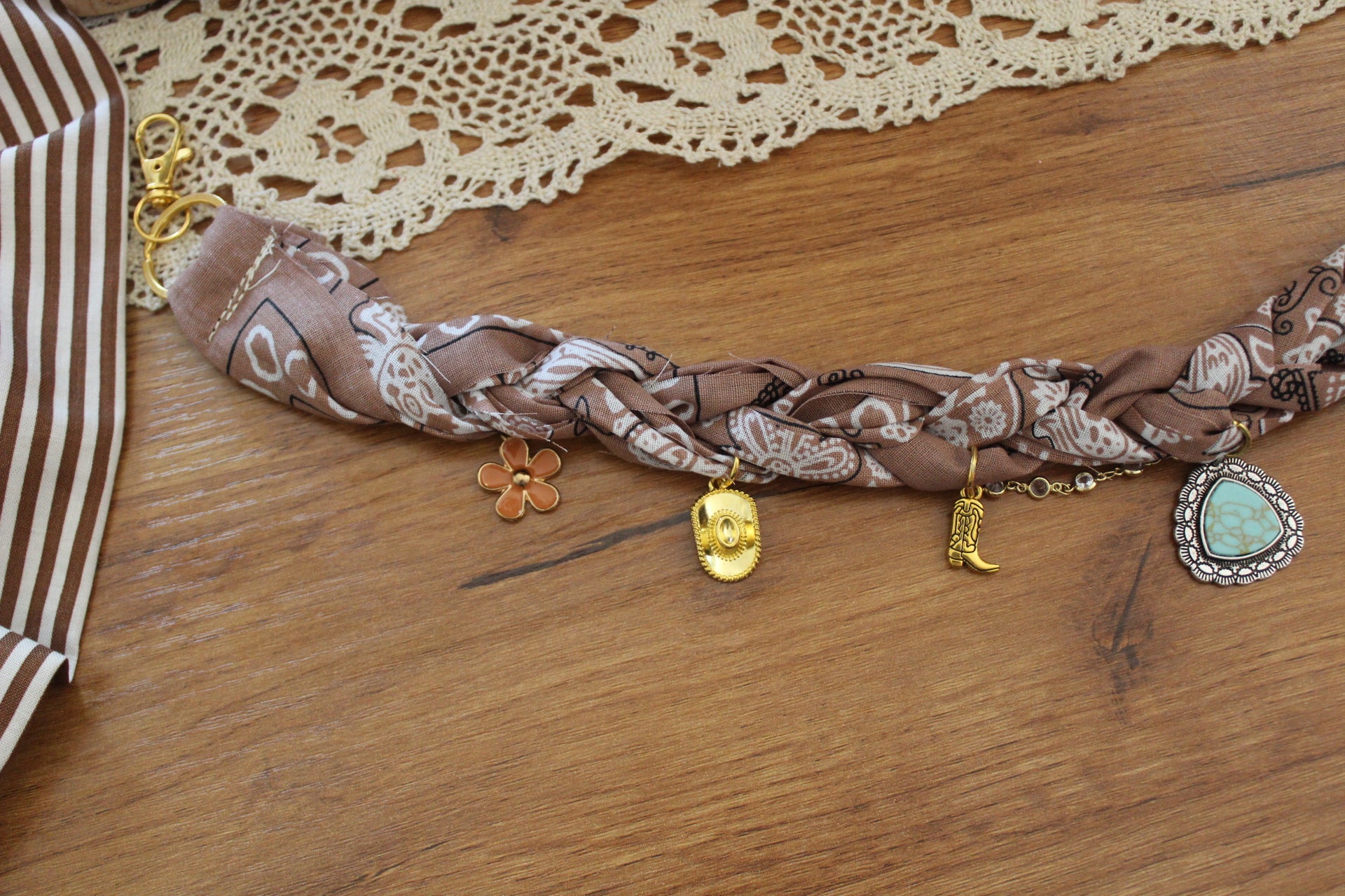Tan Bandana charm necklace