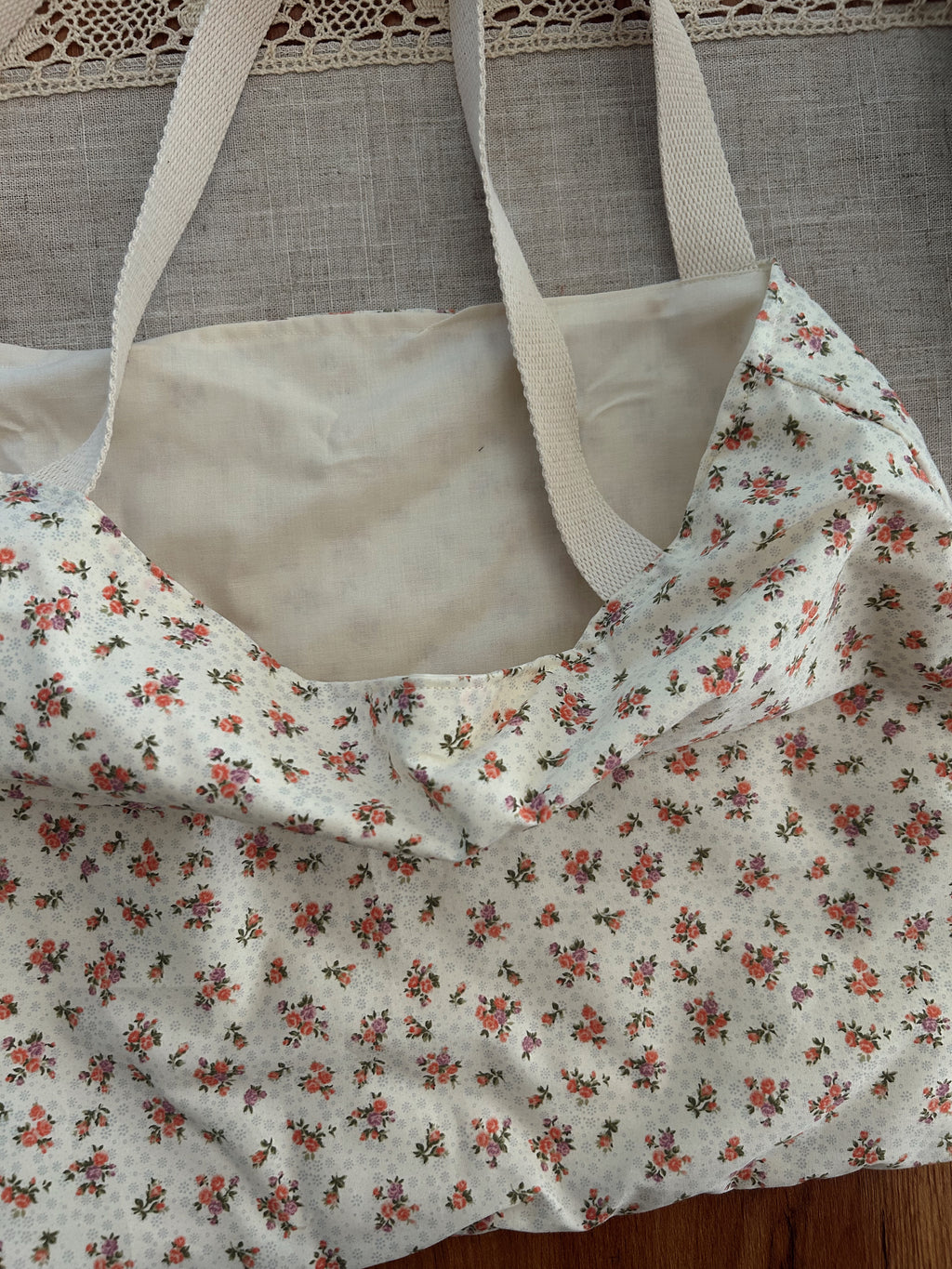 Cream Floral tote
