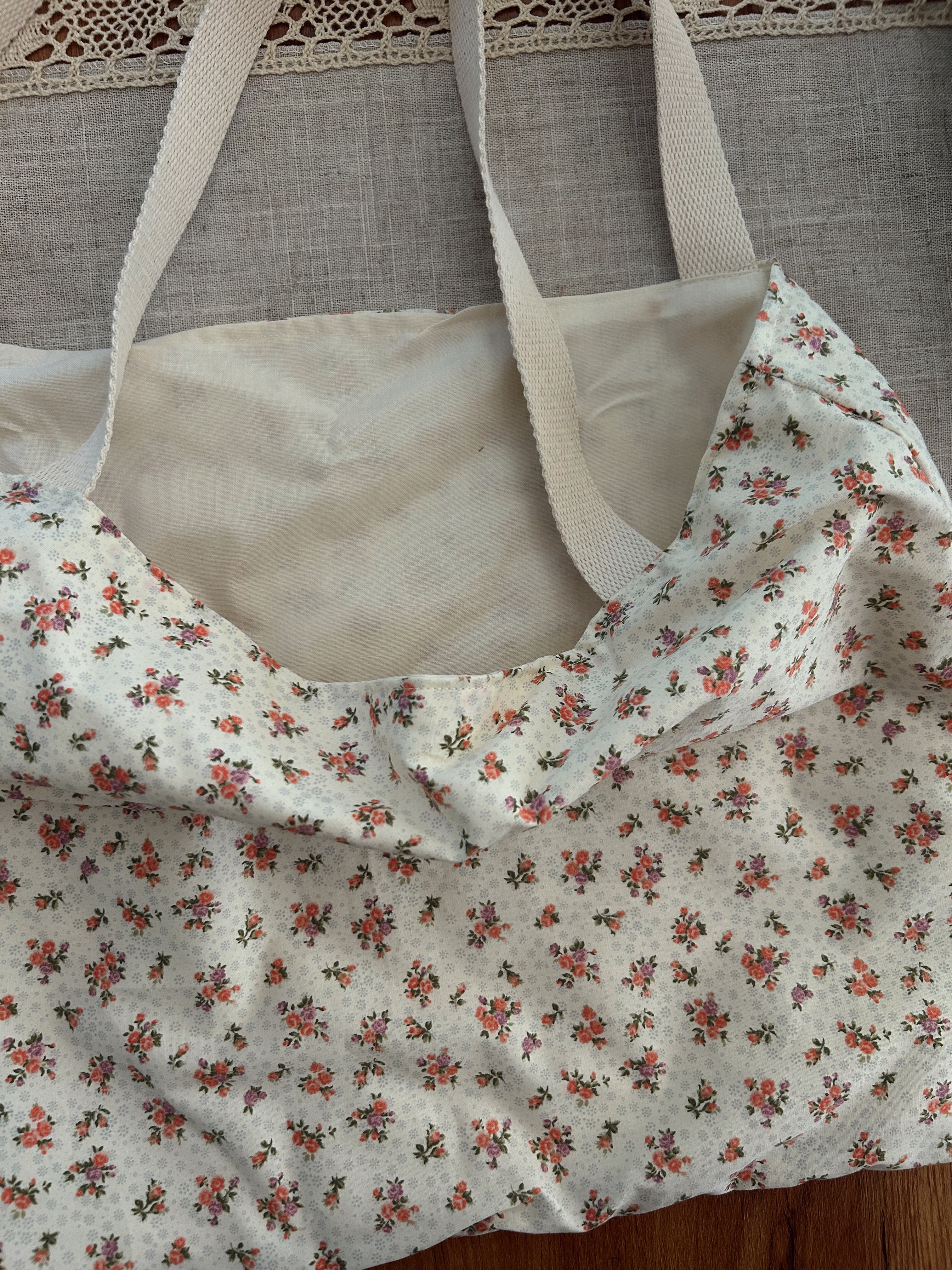 Cream Floral tote