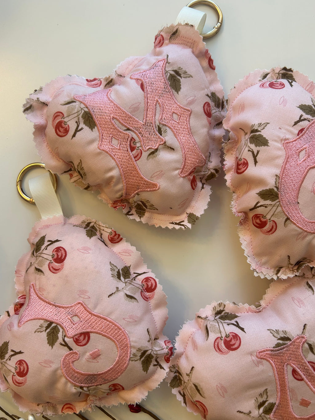 Heart Bag charm- Cherry pink