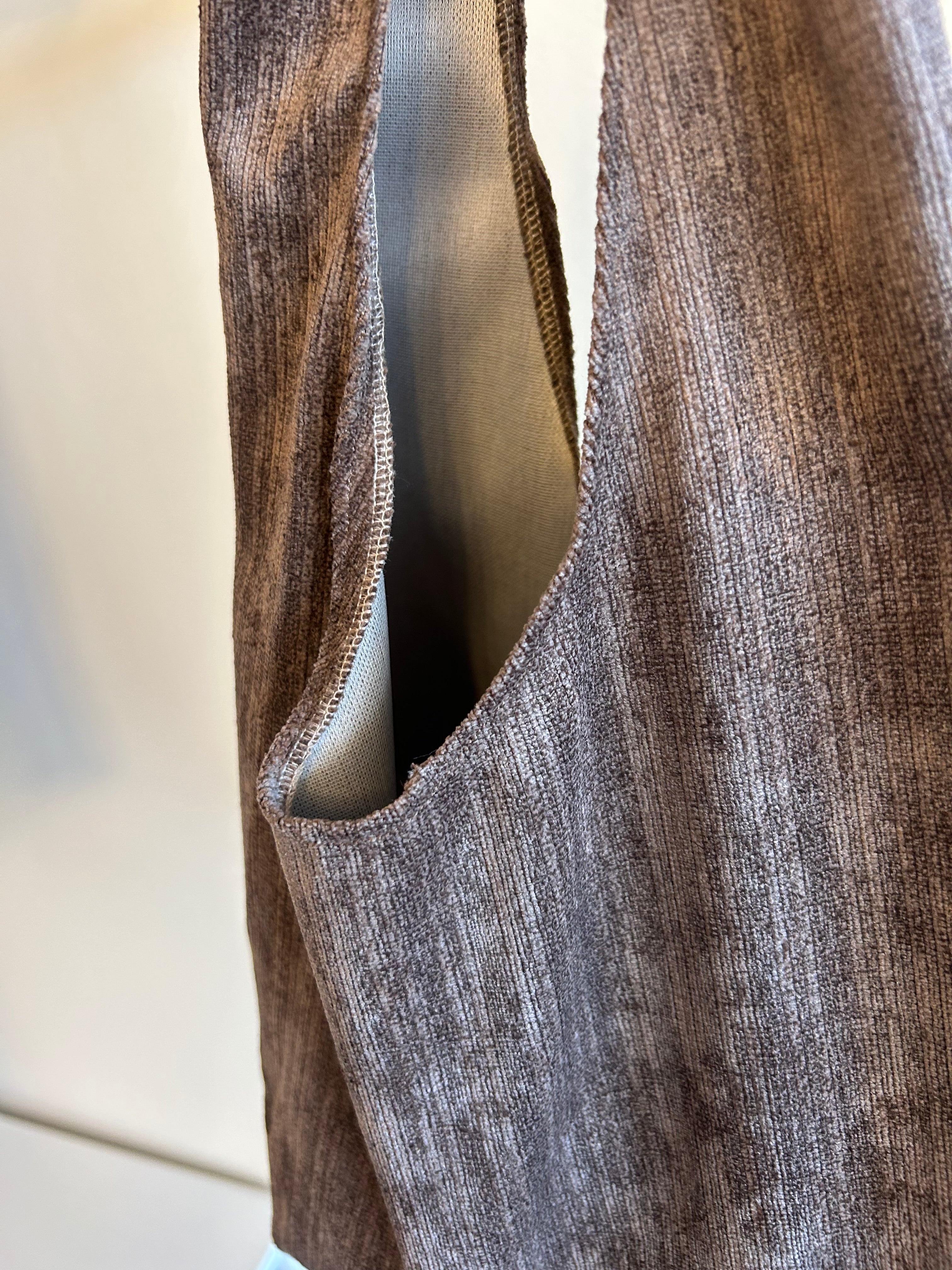 Brown faux suede purse with crystal trim