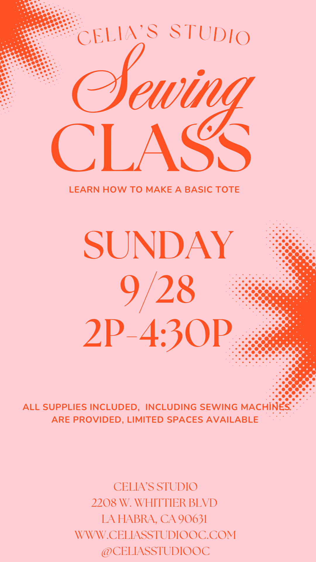 Sew a Basic tote Sunday 9/28 2p-4:30p
