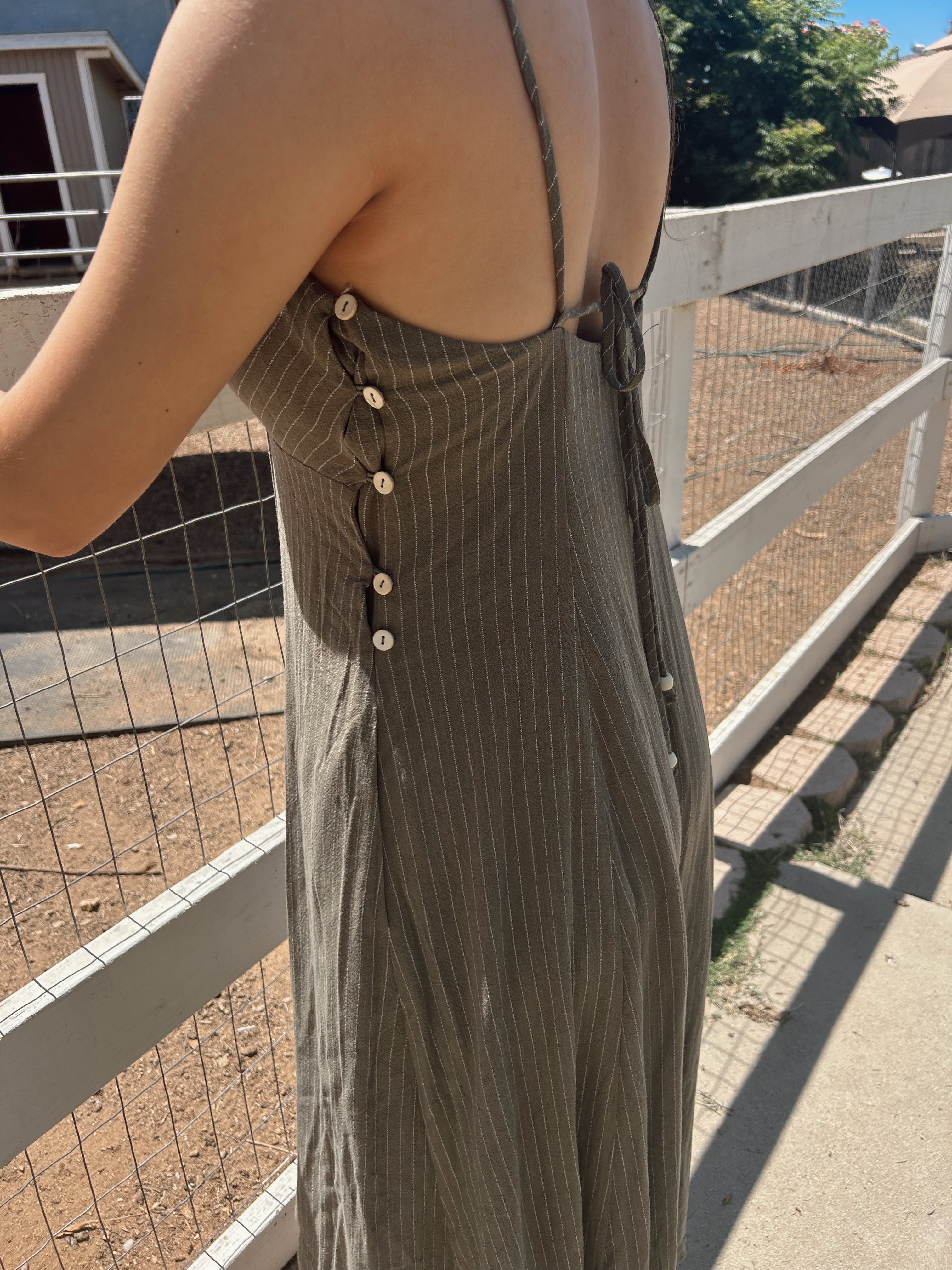 Olive linen dress