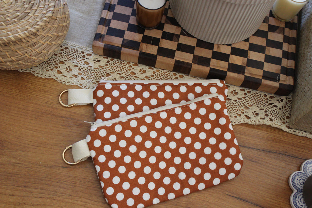 Coin purse Terra cotta polka dot