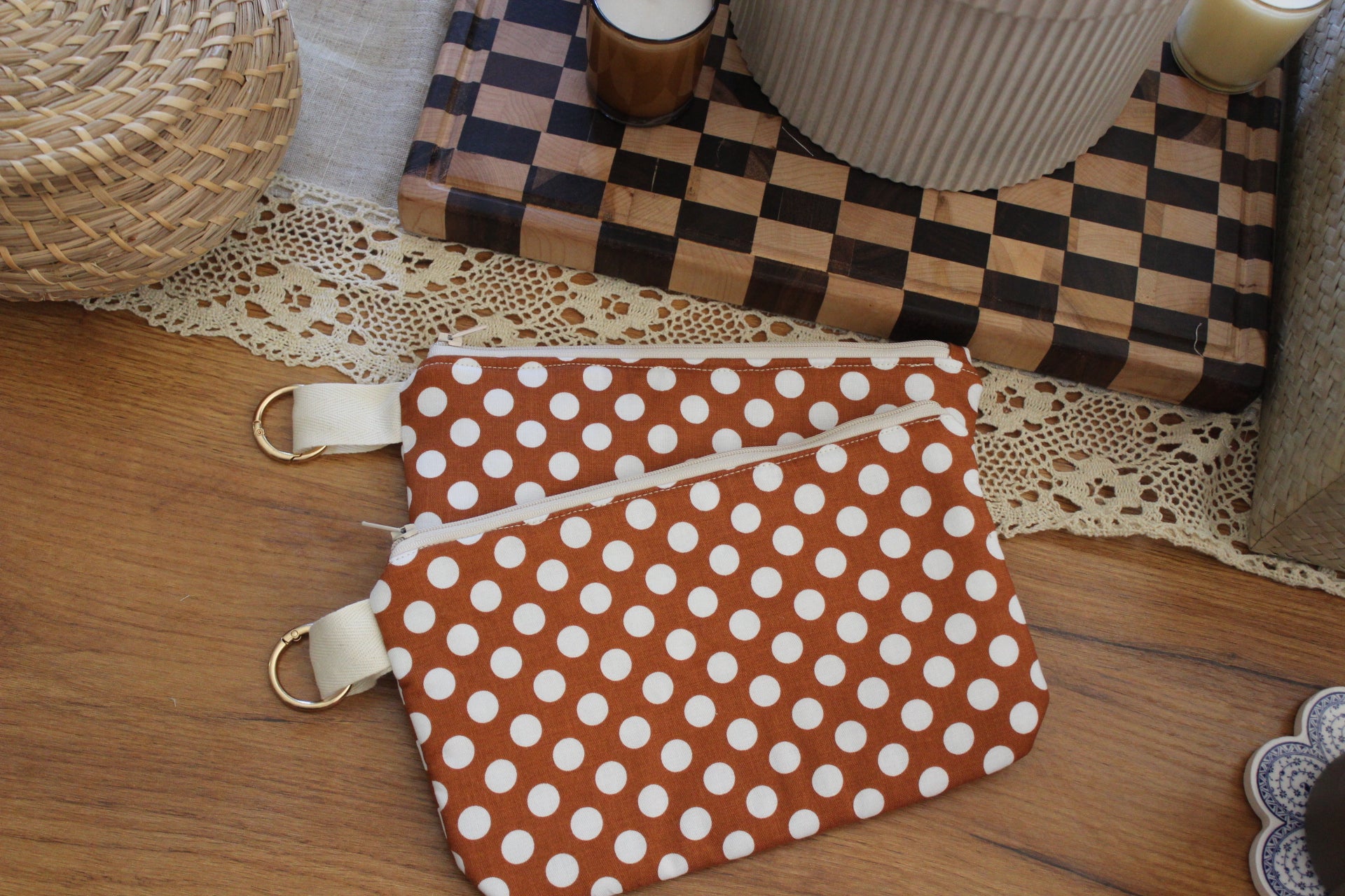 Coin purse Terra cotta polka dot