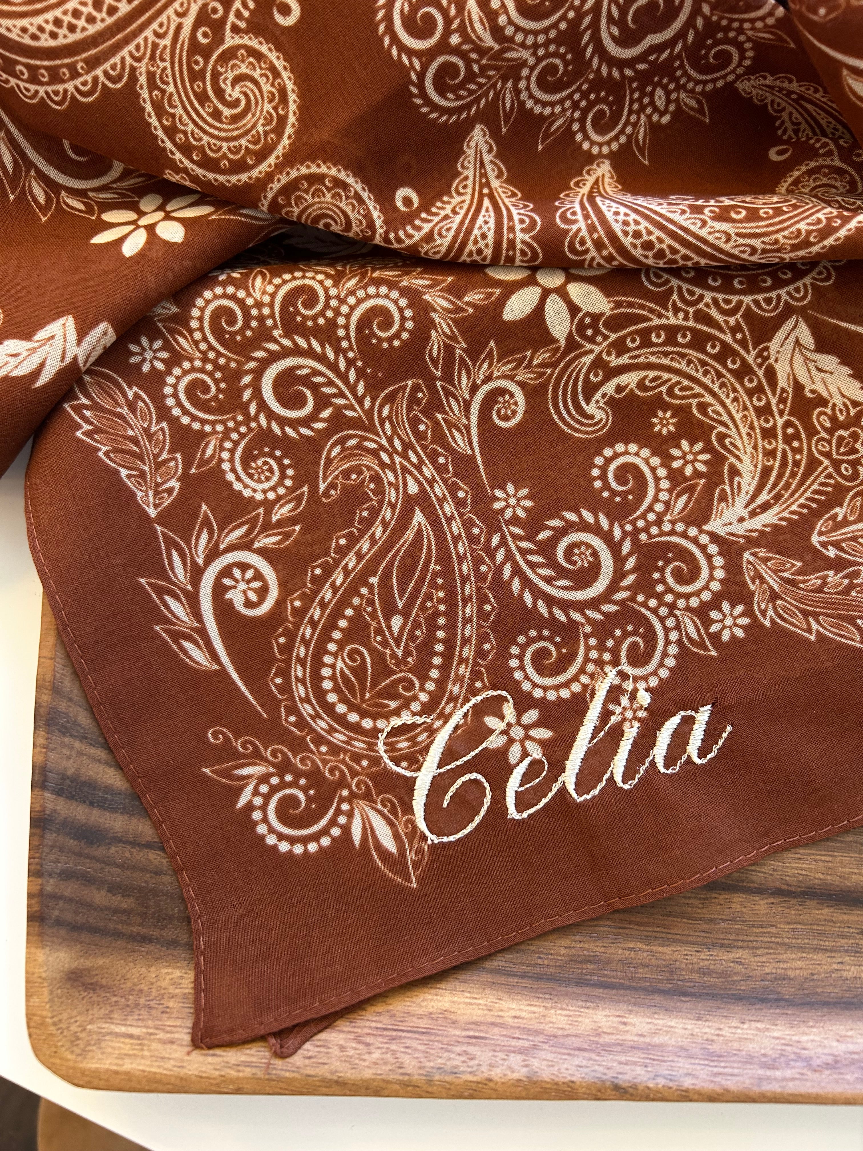 Rust personalized embroidered Bandana